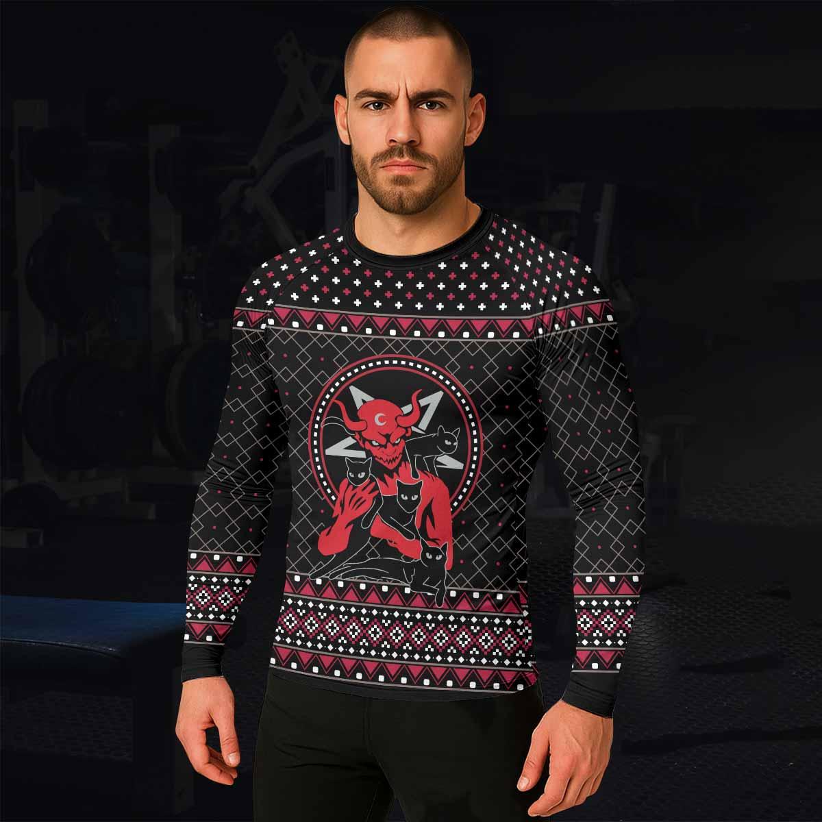 Satan's Cats Men's Rash Guard Long Sleeve - lifestyle view