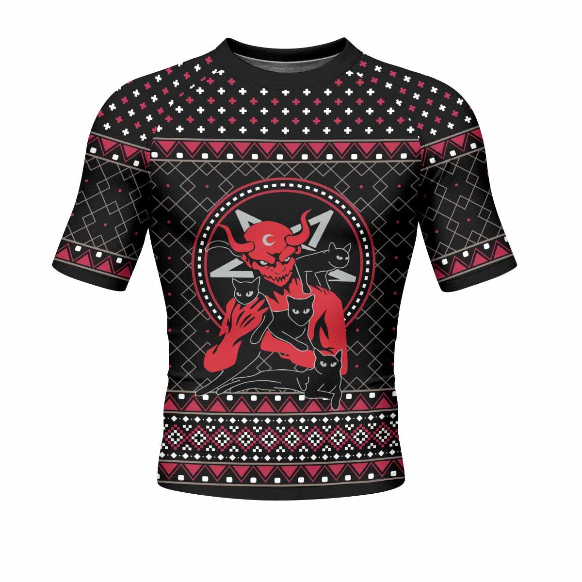 Satan's Cats Men's Rash Guard Short Sleeve - front view mockup