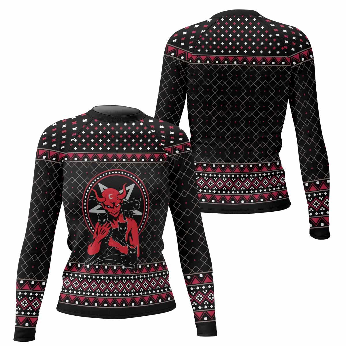 Satan's Cats Women's Rash Guard Long Sleeve - front and back view