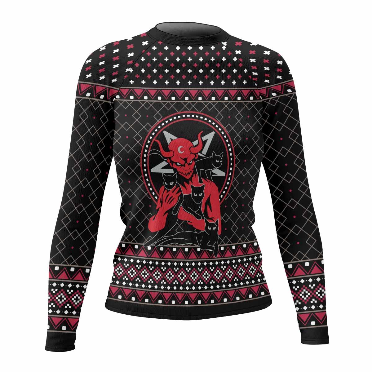 Satan's Cats Women's Rash Guard Long Sleeve - front view mockup