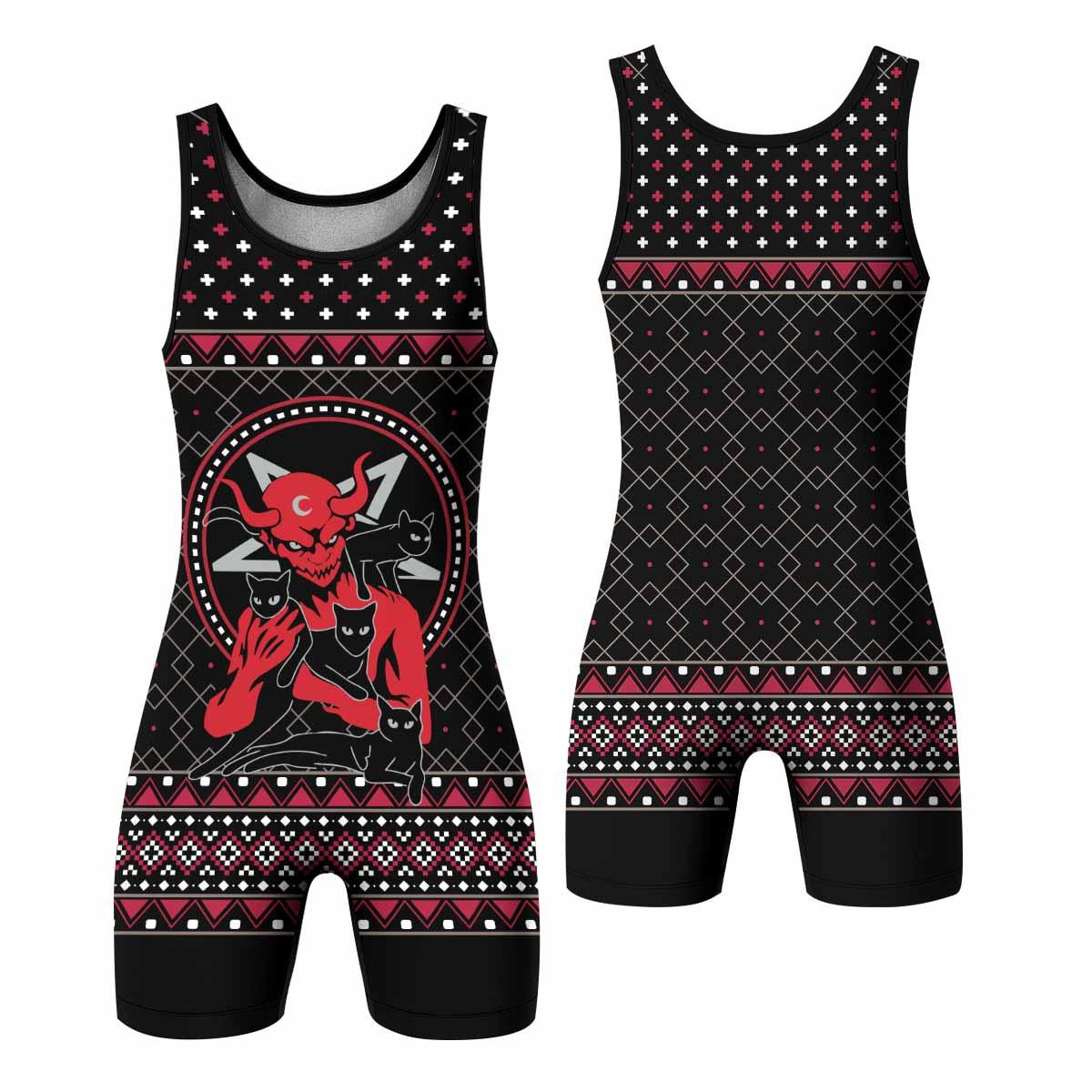 Satan's Cats Wrestling Singlet - front and back view