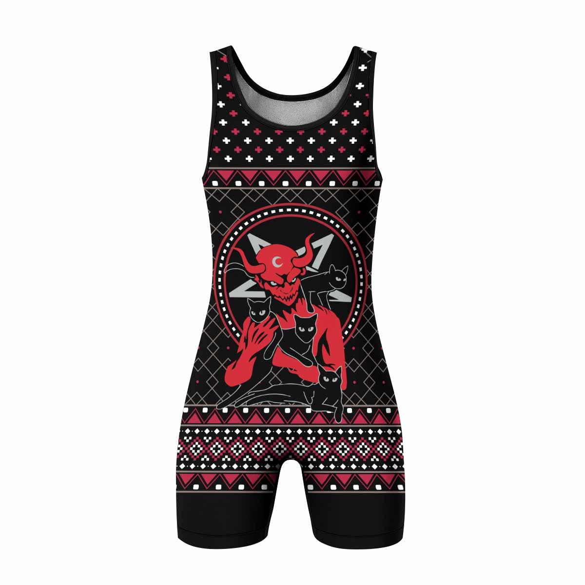 Satan's Cats Wrestling Singlet - front view mockup