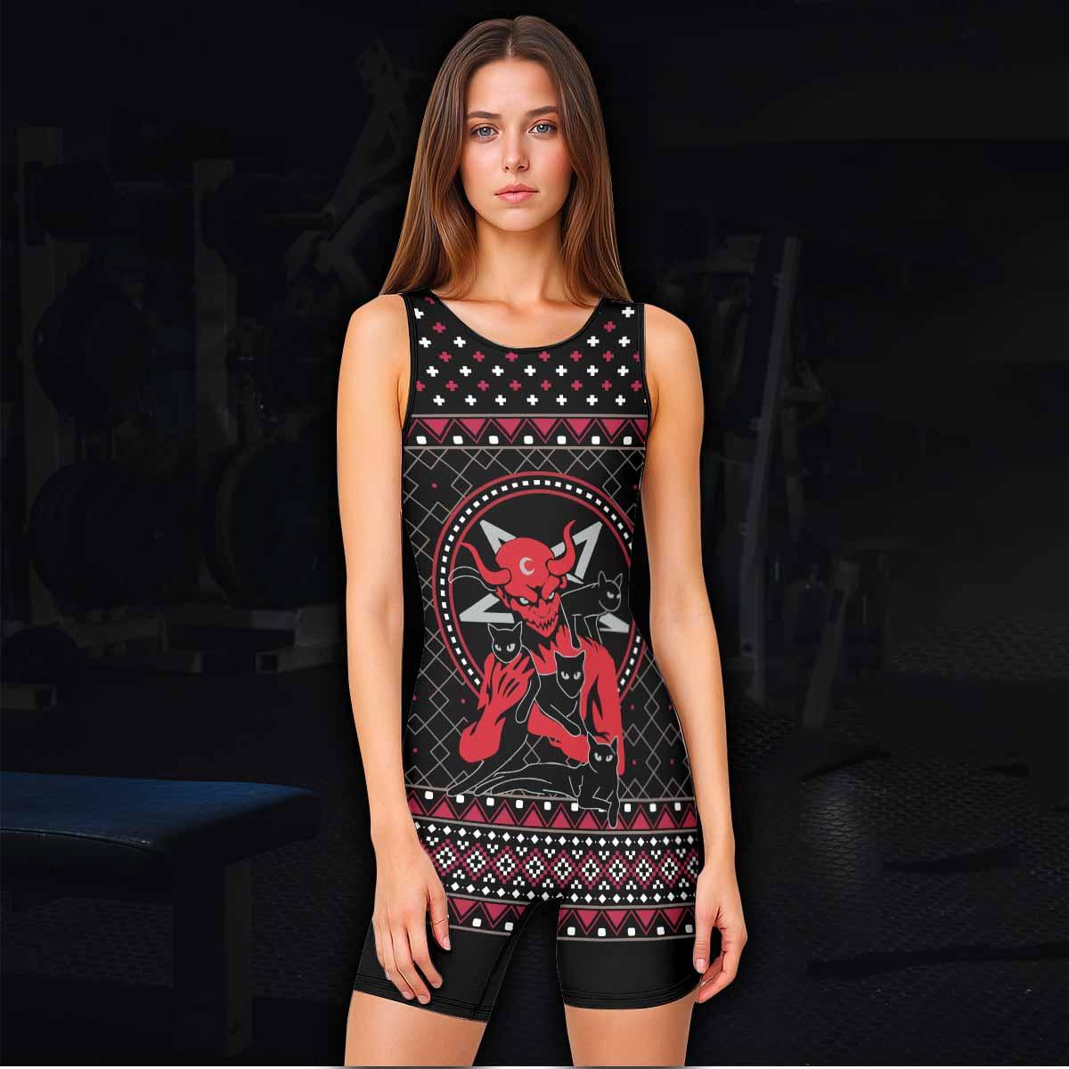 Satan's Cats Wrestling Singlet - women's lifestyle view