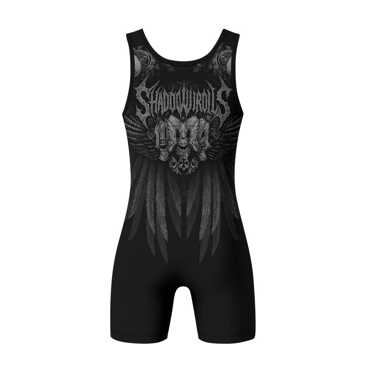 Savage Winged Skull Wrestling Singlet - back view mockup