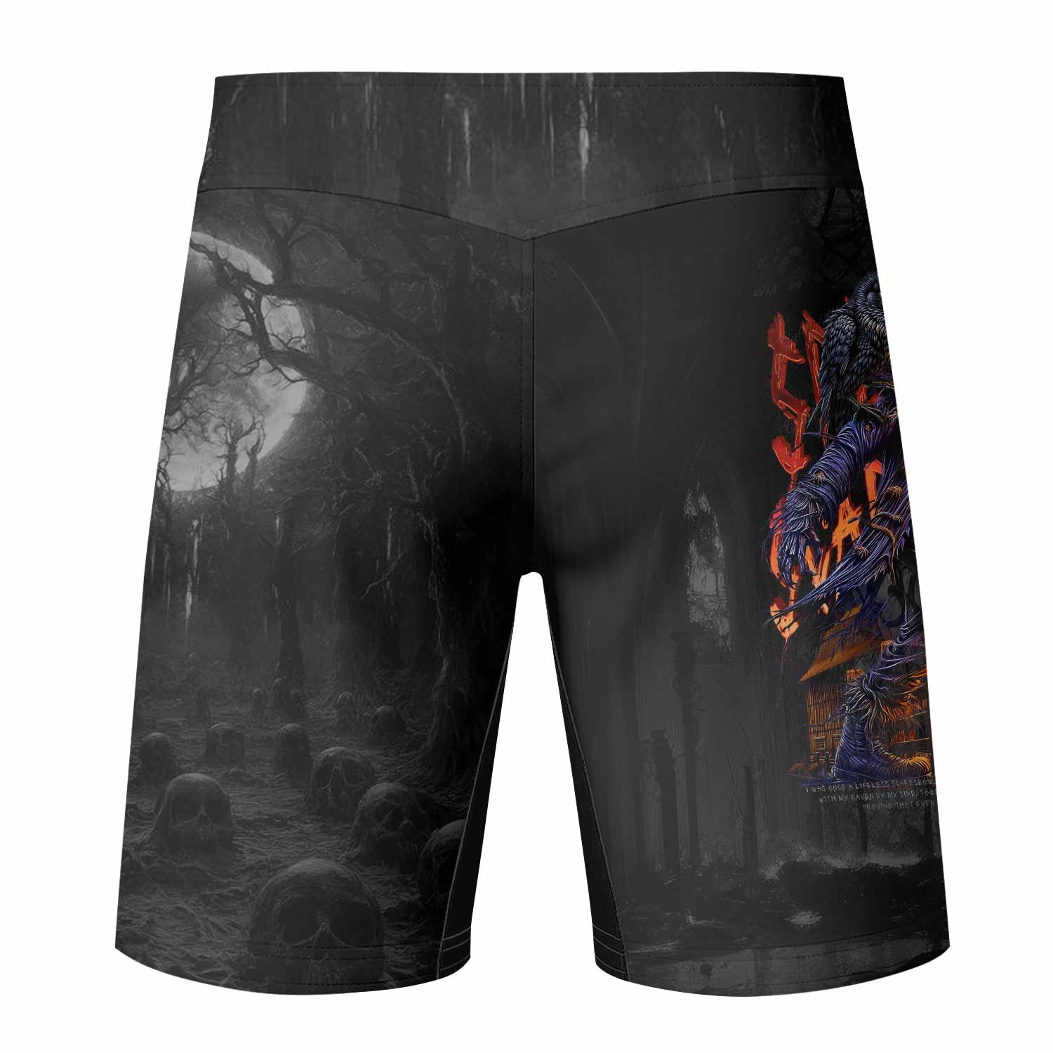 Scarecrow Prophecy Fight Shorts – back view mockup
