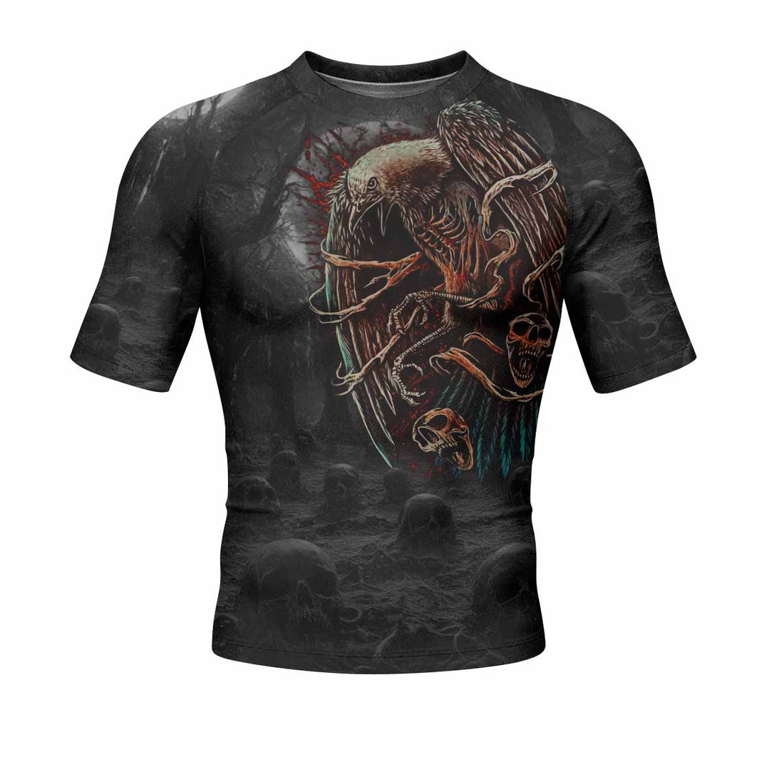 Scarecrow Prophecy Short Sleeve Rash Guard – front and back view