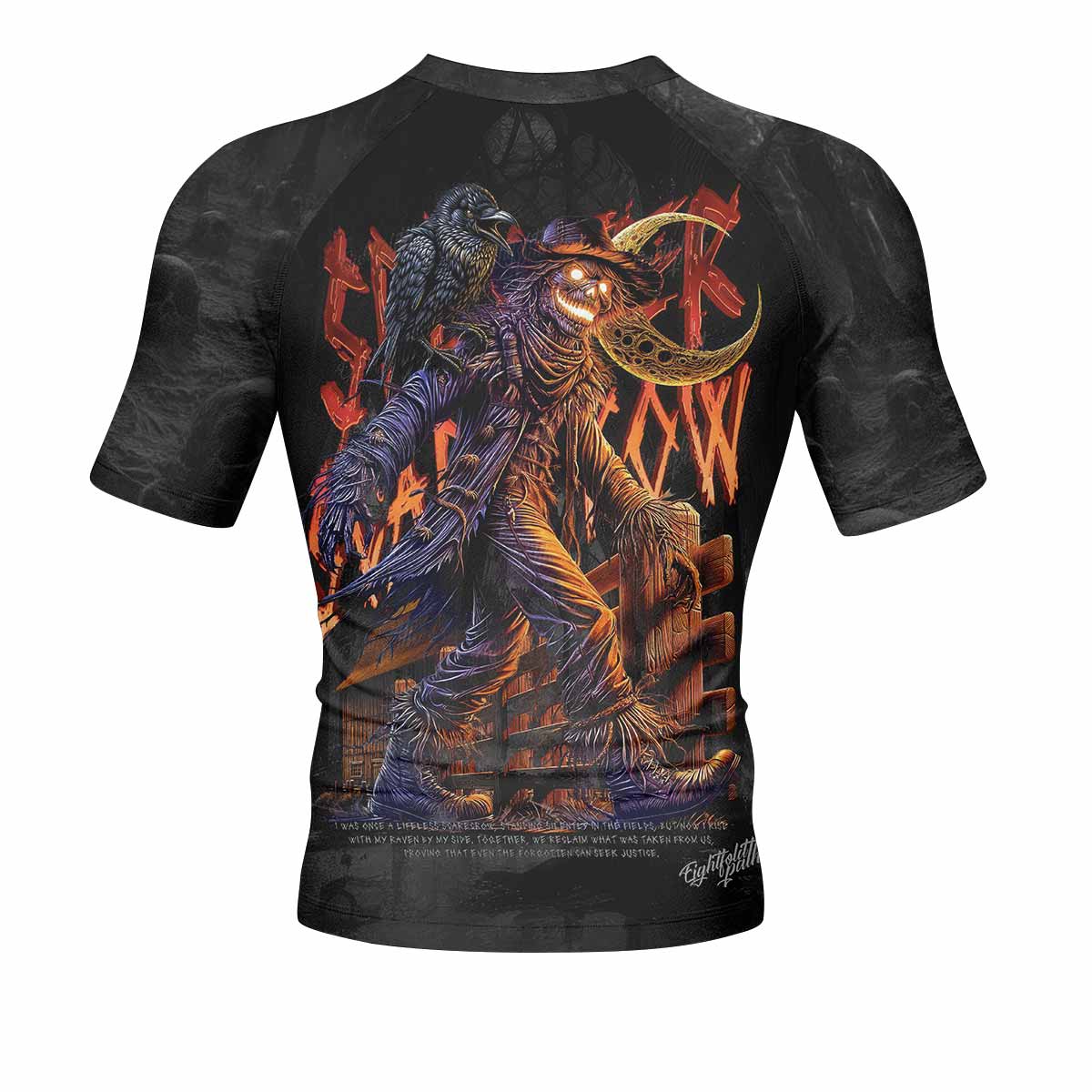 Scarecrow Prophecy Short Sleeve Rash Guard – back view mockup
