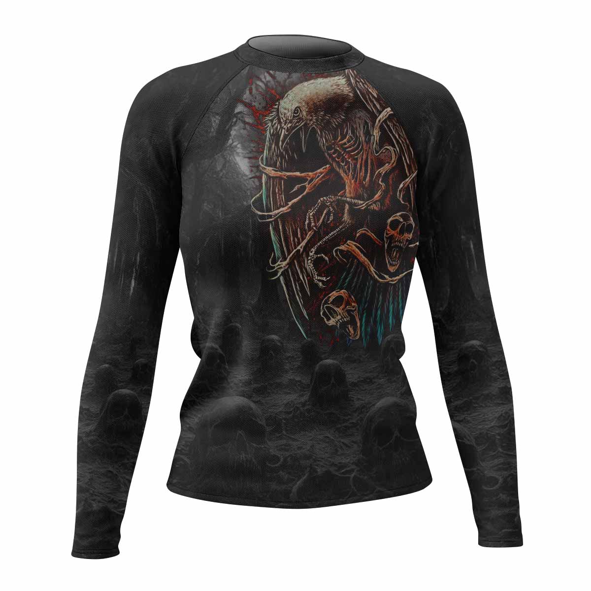 Scarecrow Prophecy Women’s Long Sleeve Rash Guard - front view mockup