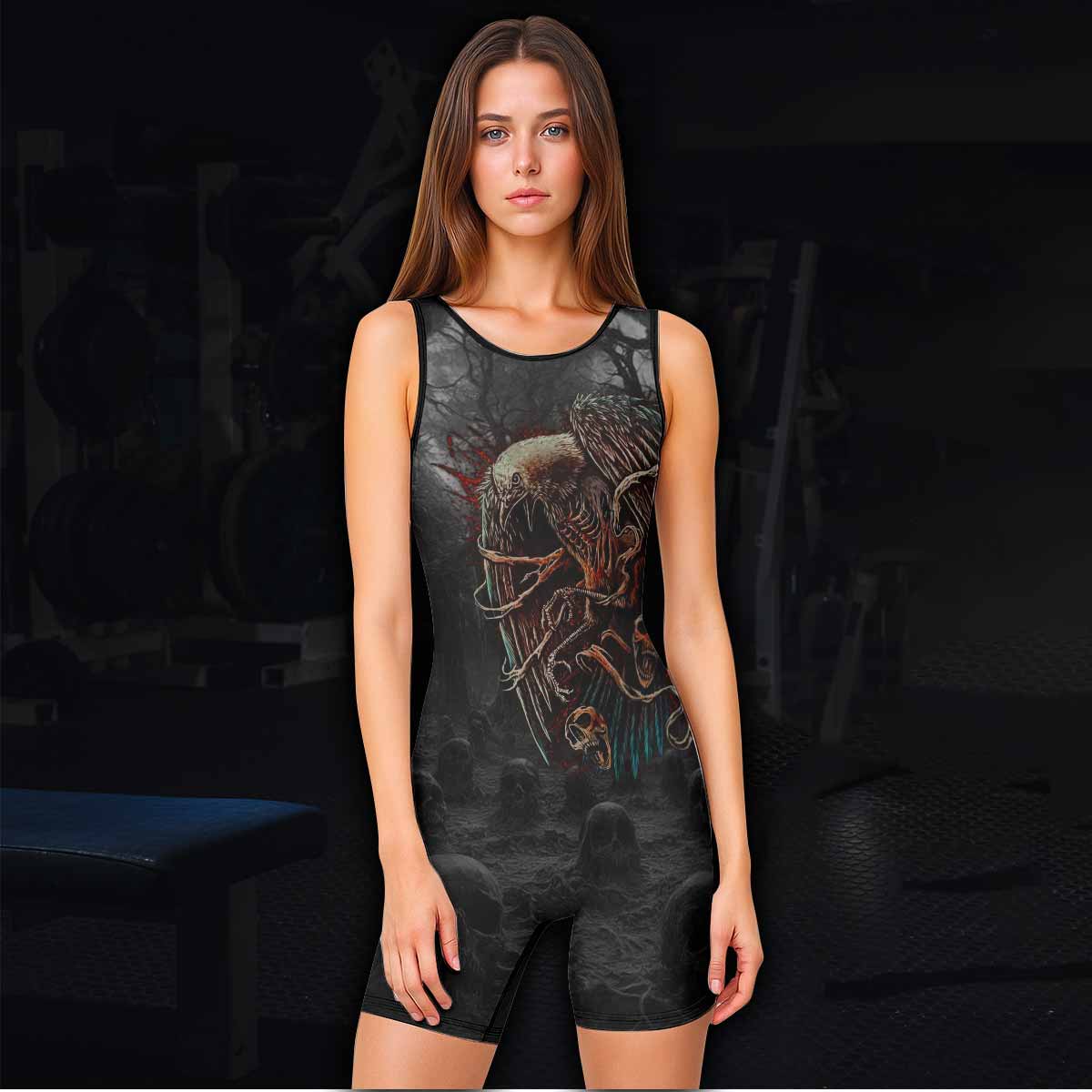 Scarecrow Prophecy Wrestling Singlet - women's lifestyle view