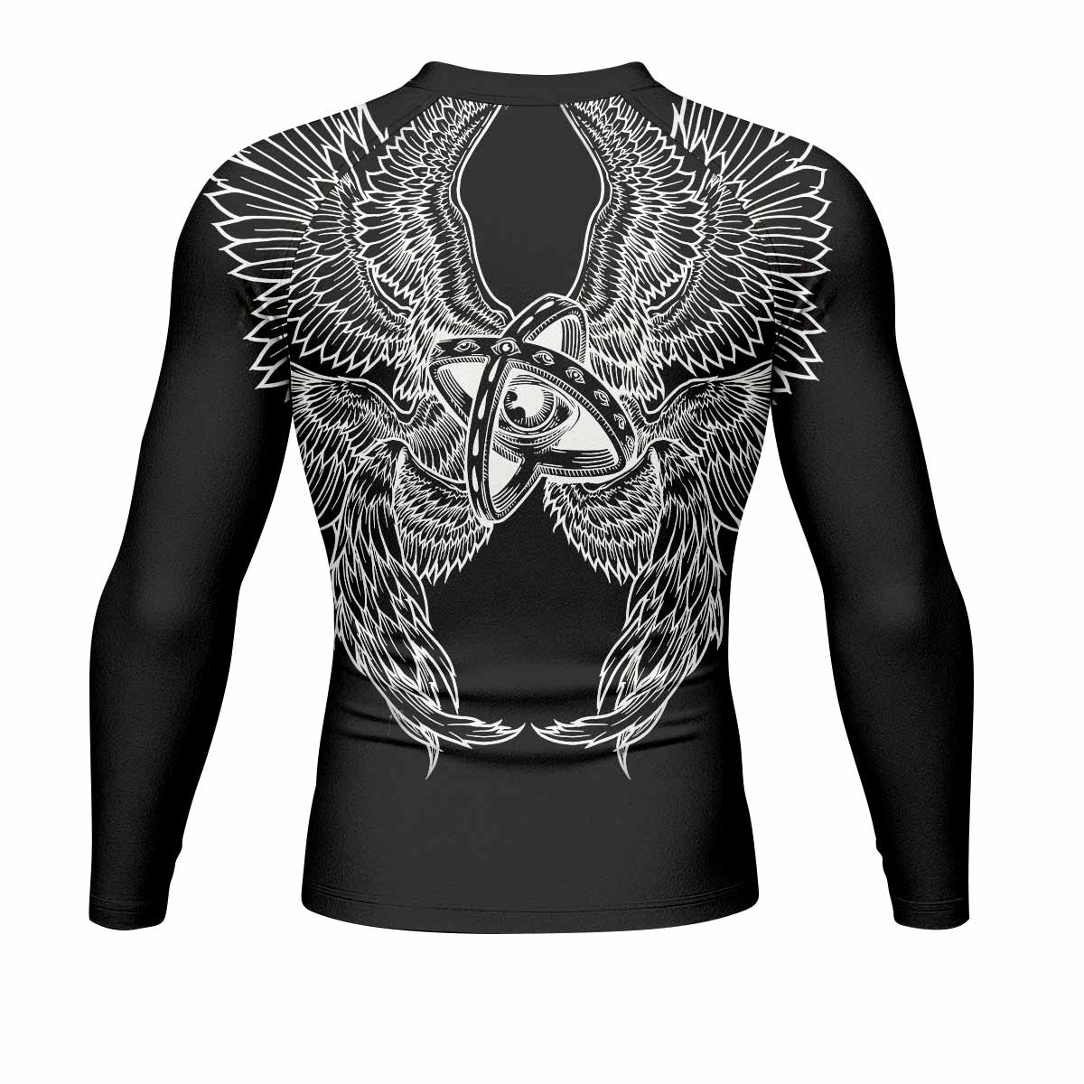 Seraphim Ascend Men's Rash Guard Long Sleeve - back view mockup 