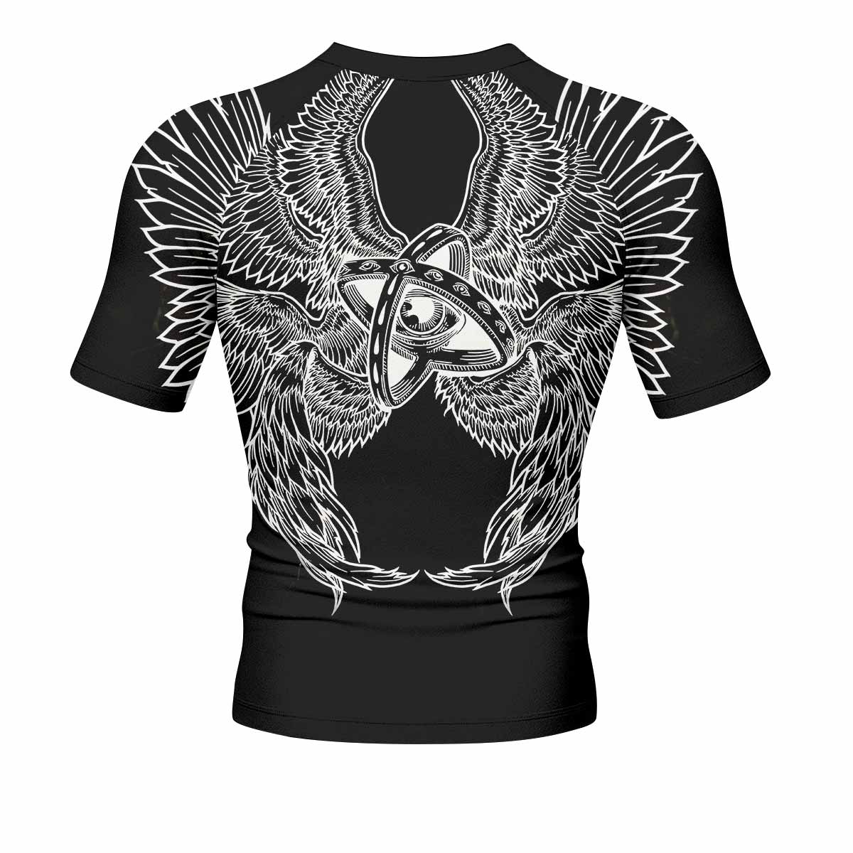 Seraphim Ascend Men's Rash Guard Short Sleeve - back view mockup 