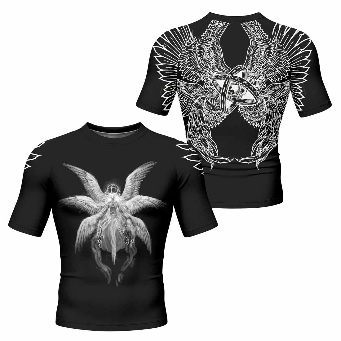 Seraphim Ascend Men's Rash Guard Short Sleeve - front and back view