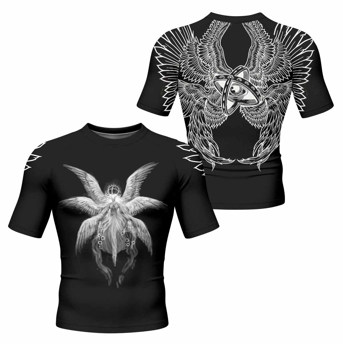 Seraphim Ascend Men's Rash Guard Short Sleeve - front and back view