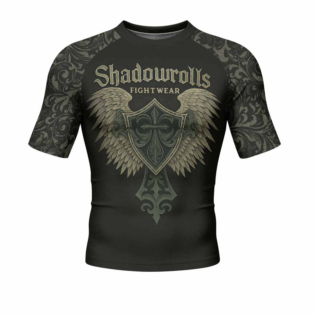 Shadow Guardian Men's Rash Guard Short Sleeve - front and back view