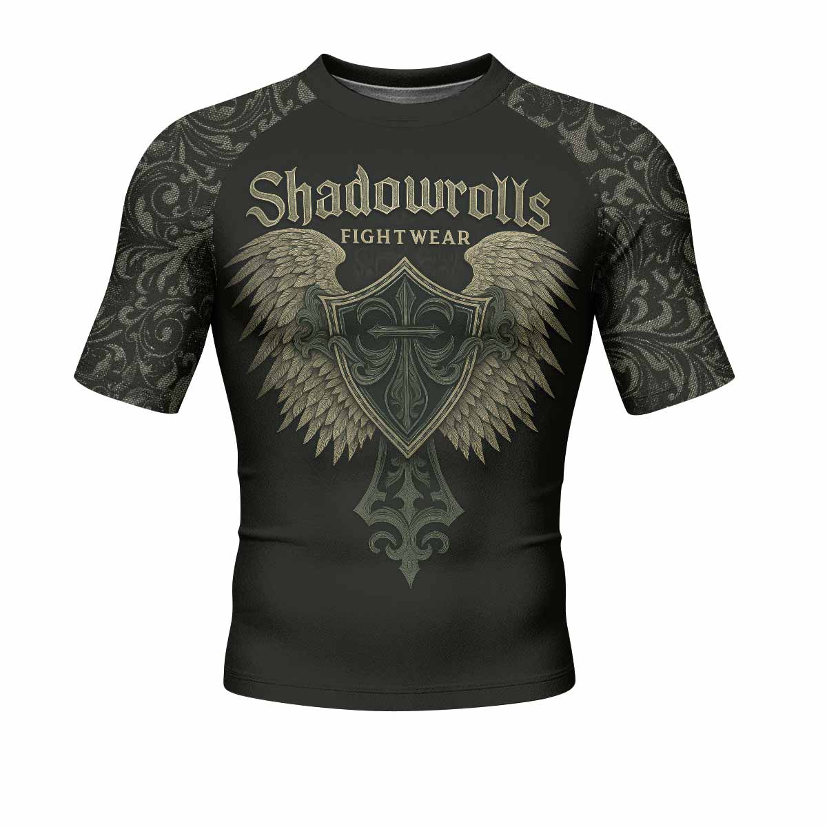 Shadow Guardian Men's Rash Guard Short Sleeve - front view mockup 