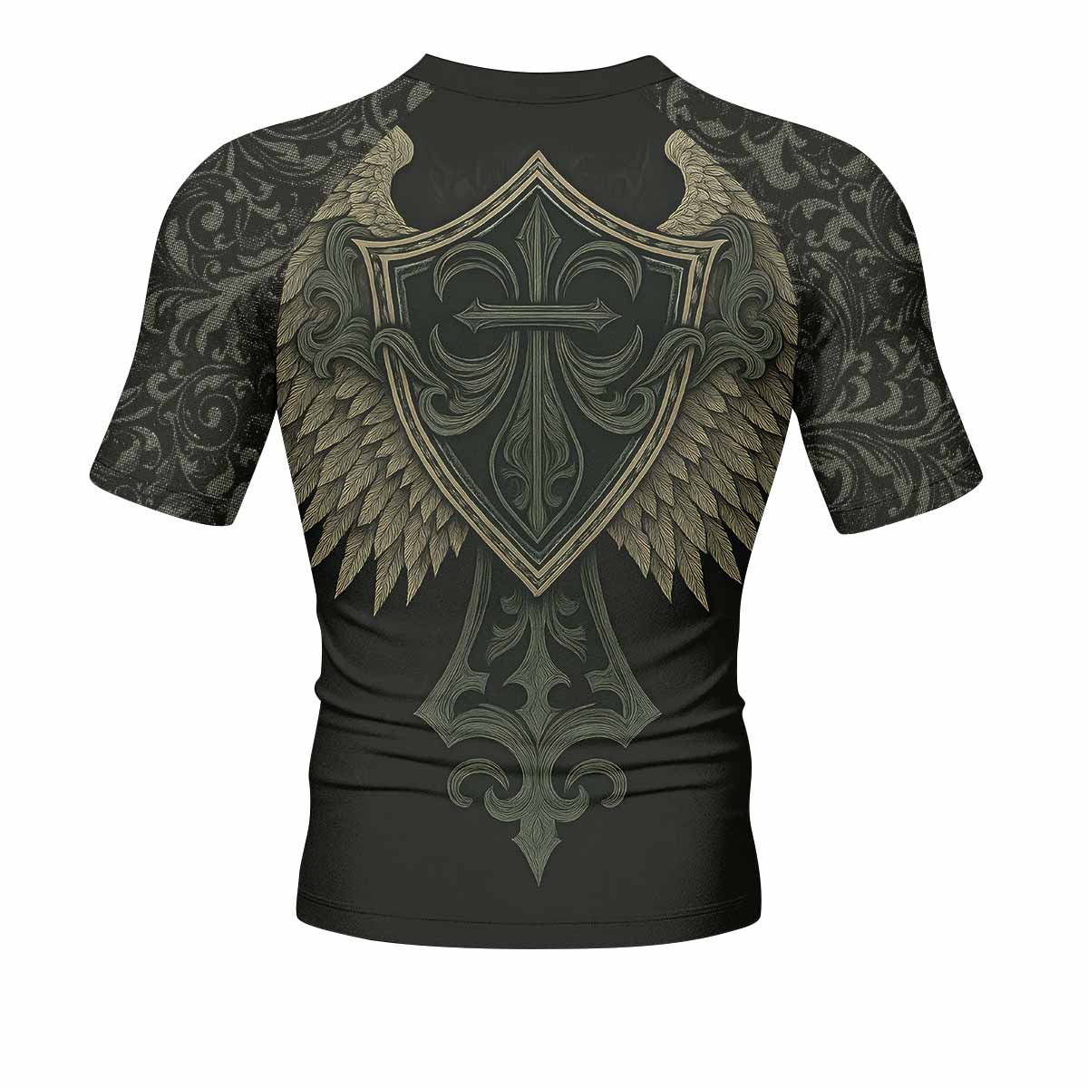 Shadow Guardian Men's Rash Guard Short Sleeve - back view mockup 