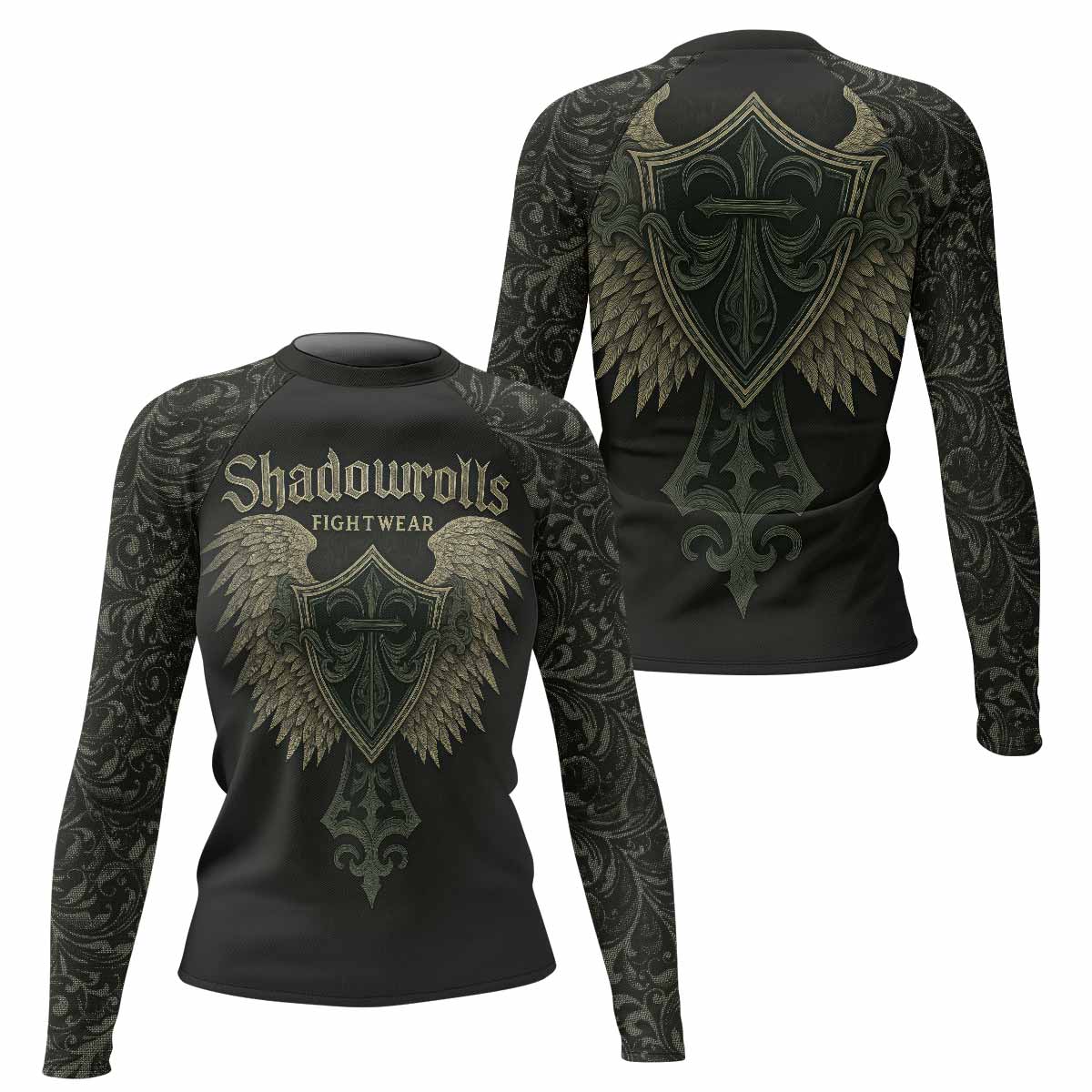 Shadow Guardian Women's Rash Guard Long Sleeve - front and back view