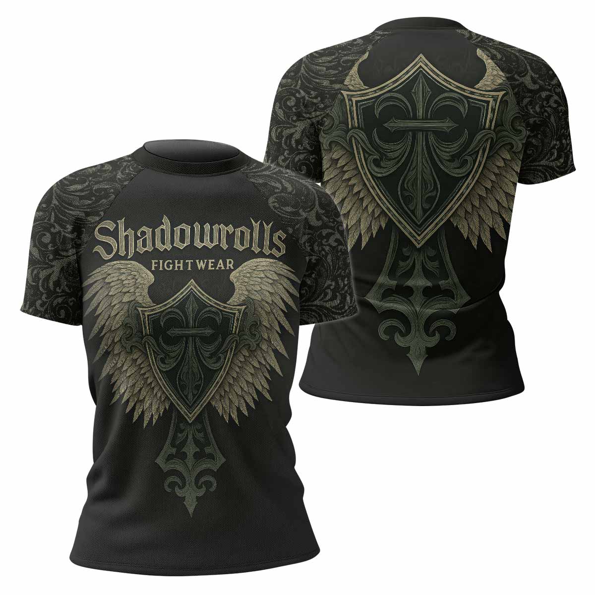 Shadow Guardian Women's Rash Guard Short Sleeve - front and back view
