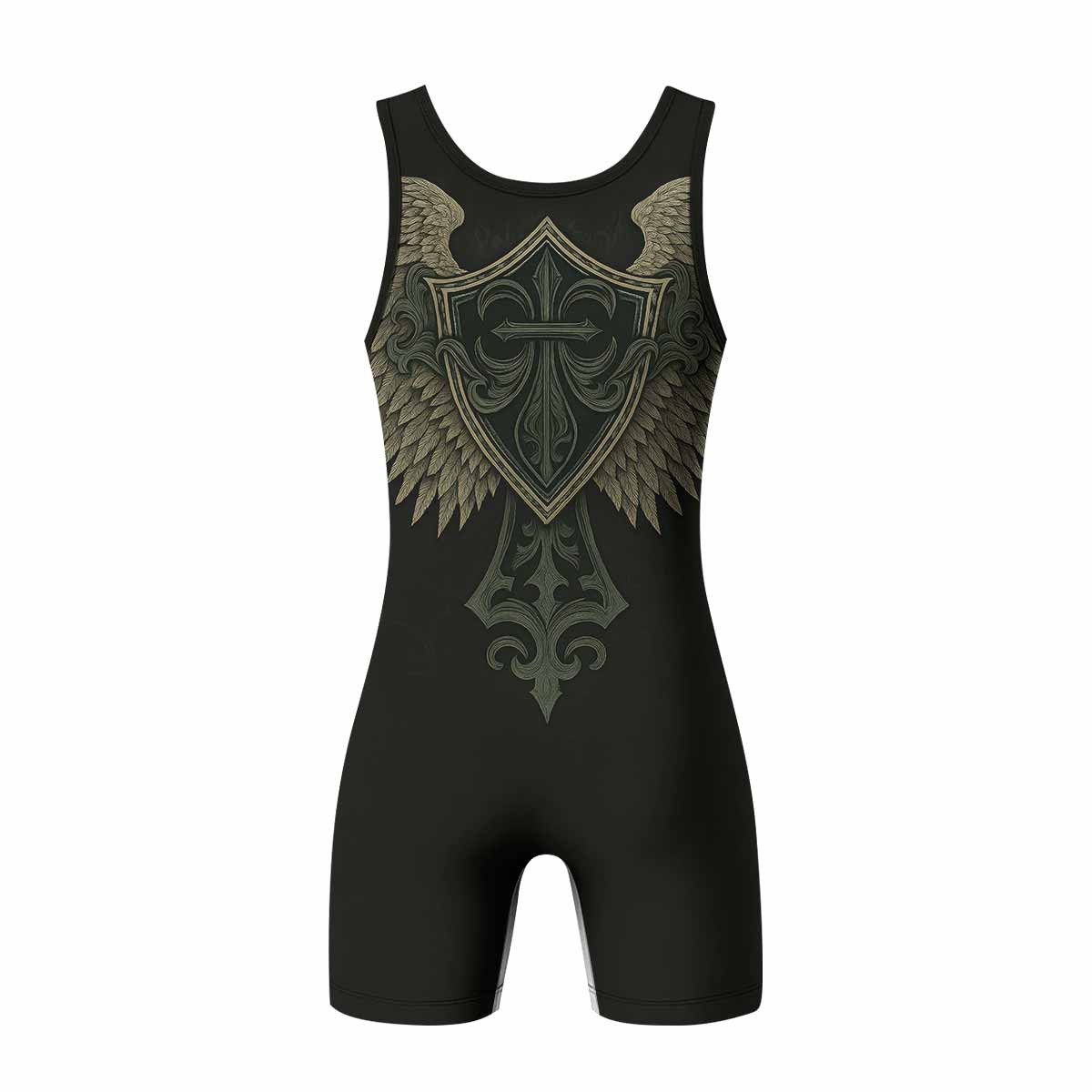 Shadow Guardian Wrestling Singlet - back view mockup 