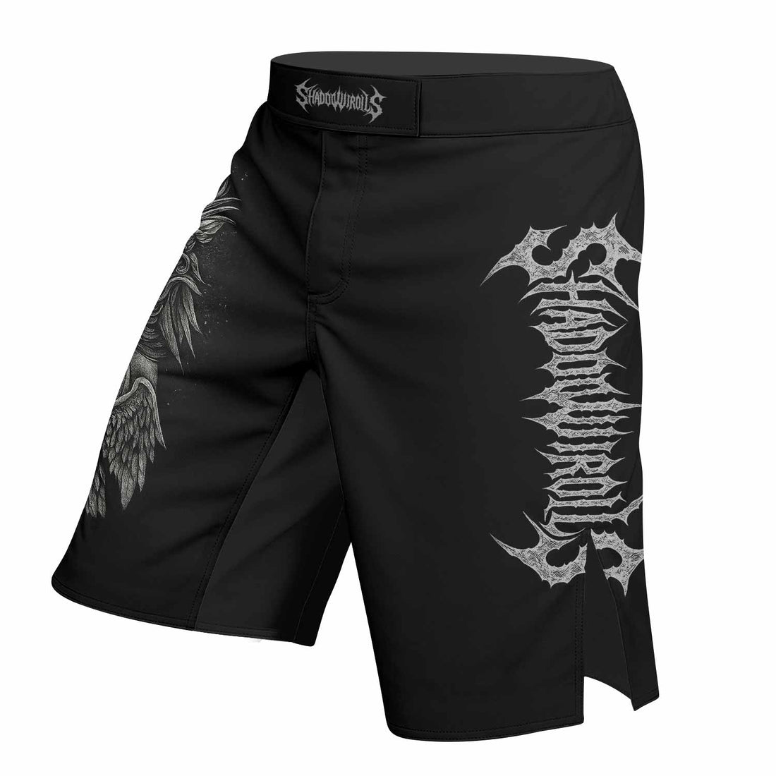 Shadow Silence Fight Shorts – right side mockup