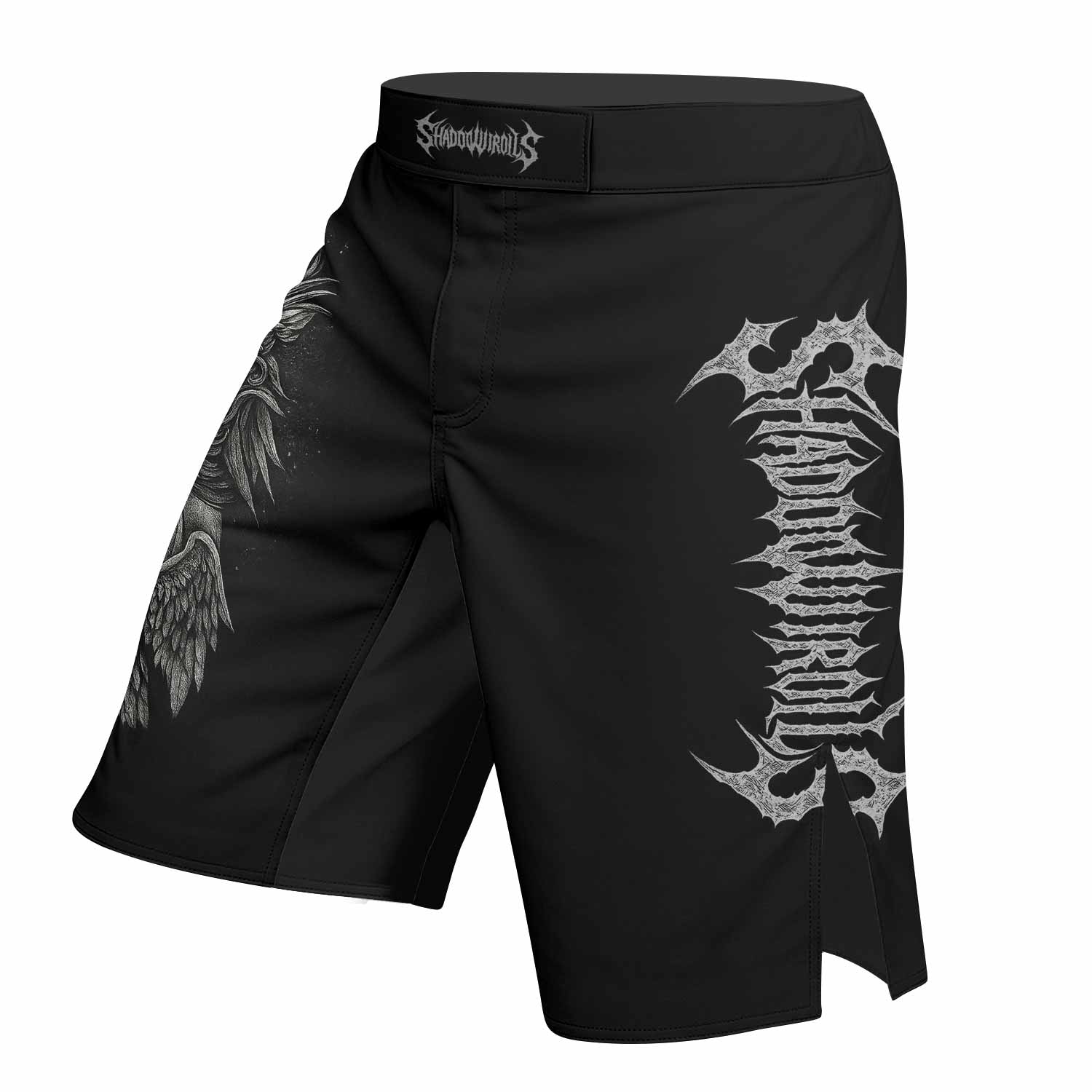 Shadow Silence Fight Shorts – left side mockup