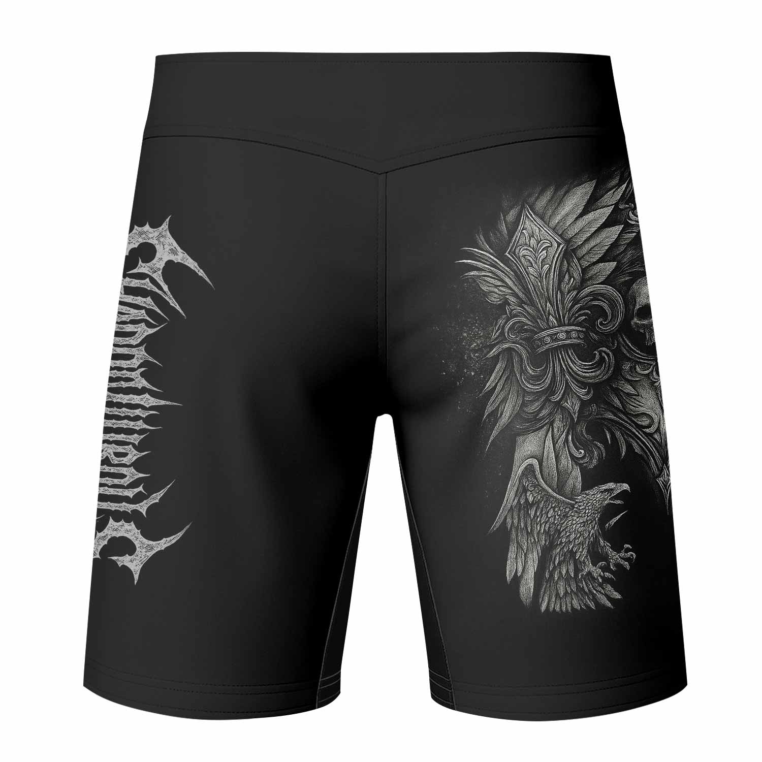 Shadow Silence Fight Shorts – back view mockup