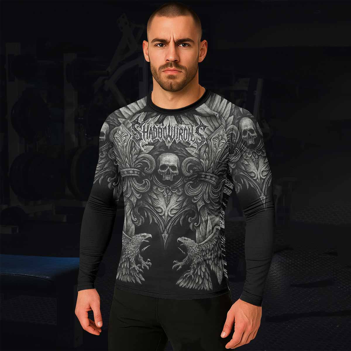 Shadow Silence Men's Rash Guard Long Sleeve – lifestyle view