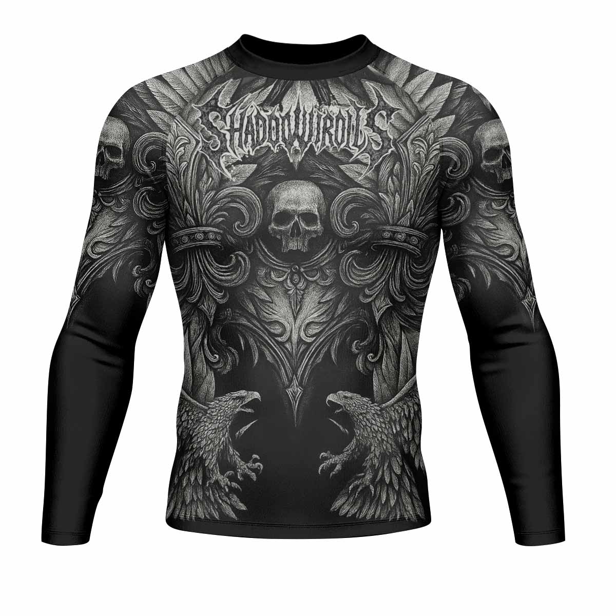 Shadow Silence Men's Rash Guard Long Sleeve – front view mockup 