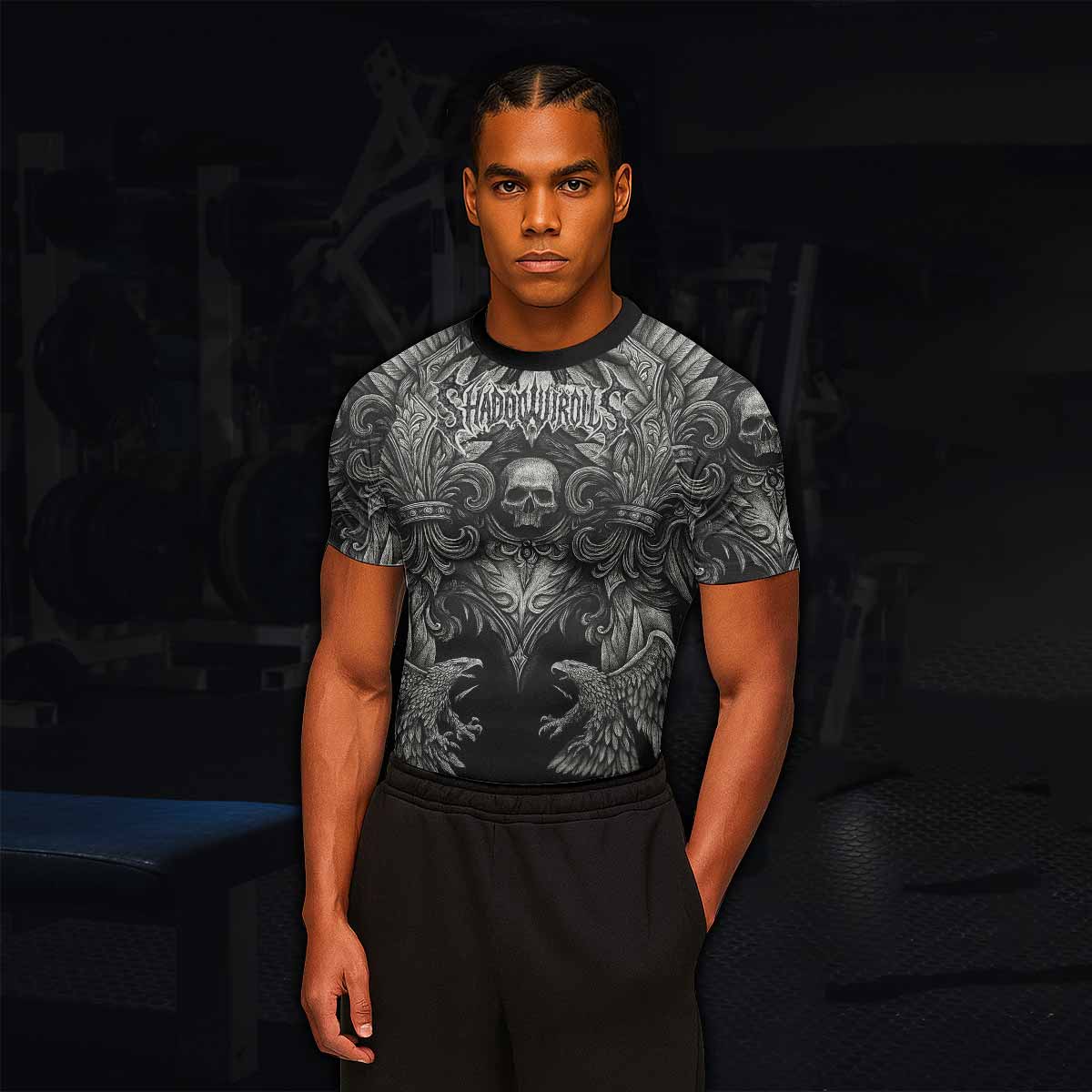 Shadow Silence Men's Rash Guard Short Sleeve – lifestyle view