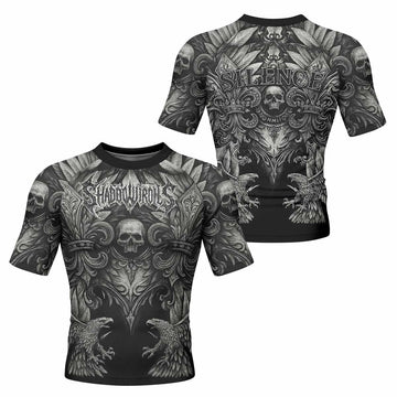 Shadow Silence Men's Rash Guard Short Sleeve – front and back view