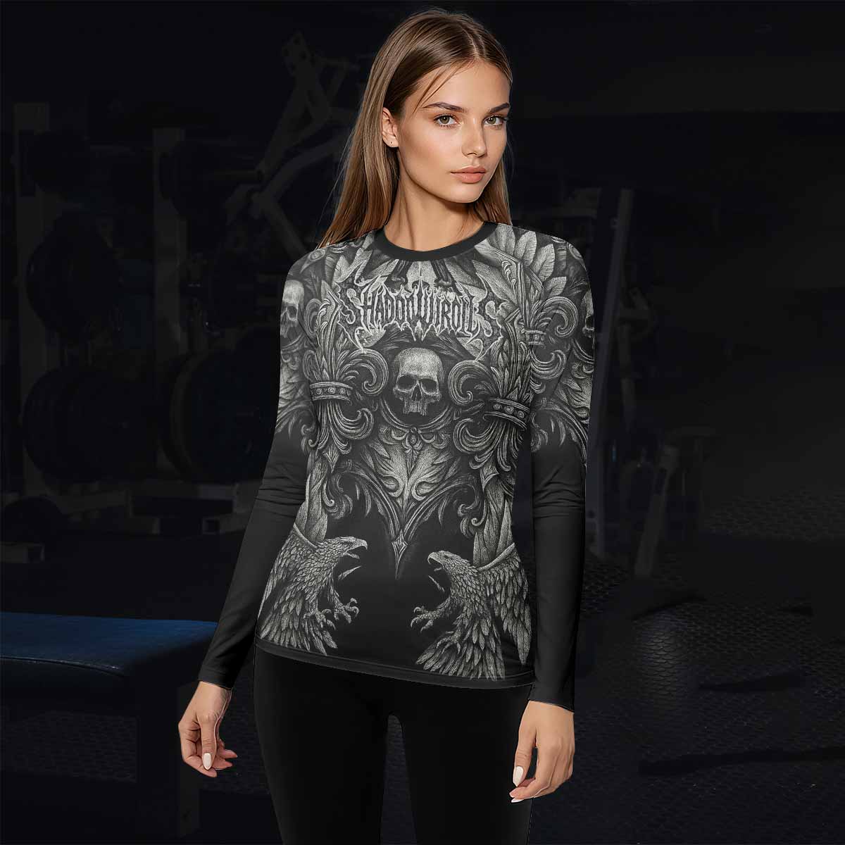 Shadow Silence Women's Rash Guard Long Sleeve – lifestyle view