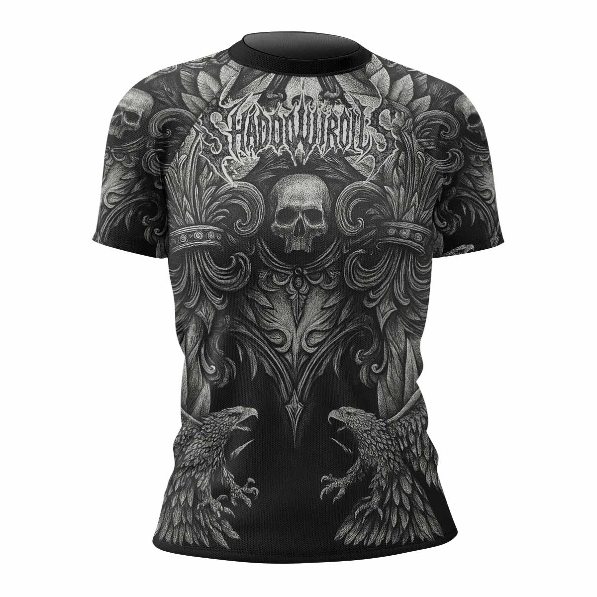 Shadow Silence Women's Rash Guard Short Sleeve – front view mockup 