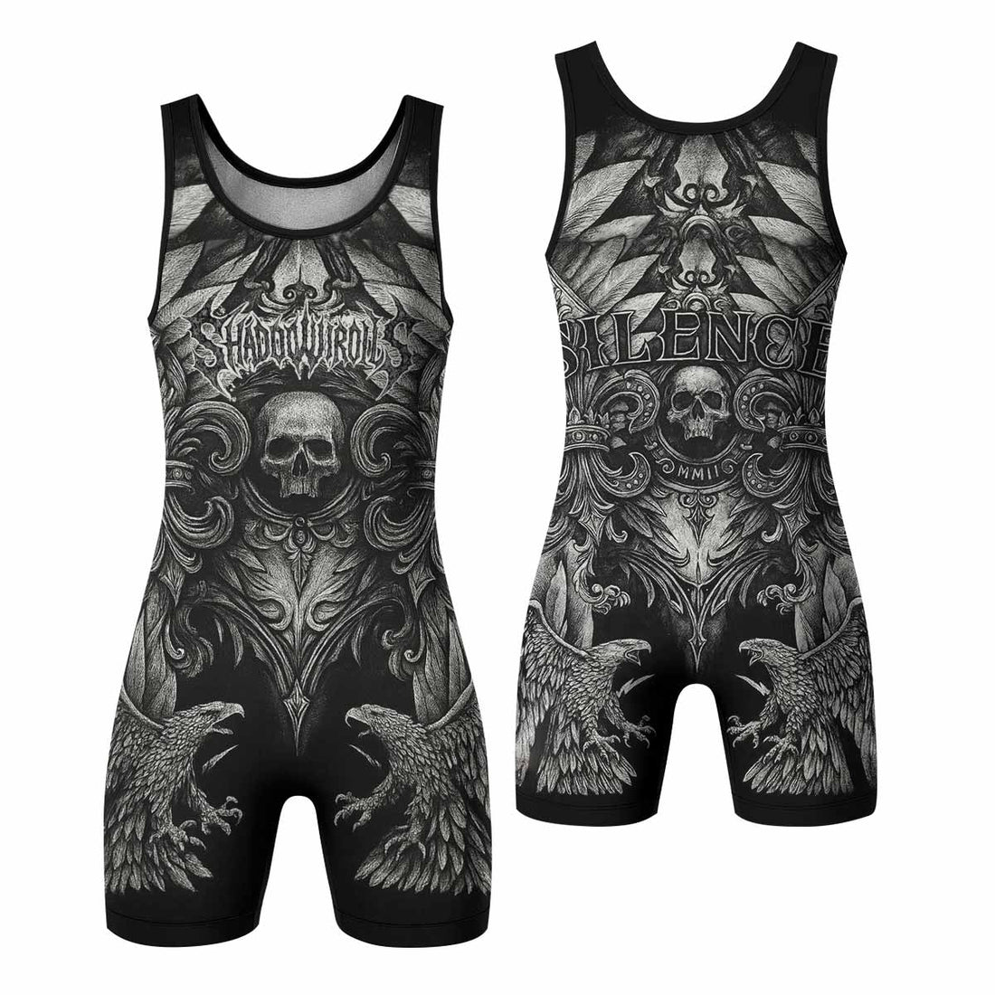 Shadow Silence Wrestling Singlet – front and back view
