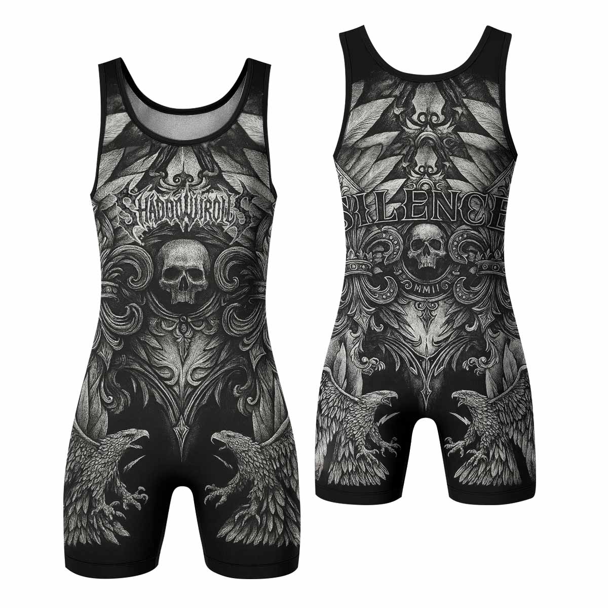 Shadow Silence Wrestling Singlet – front and back view