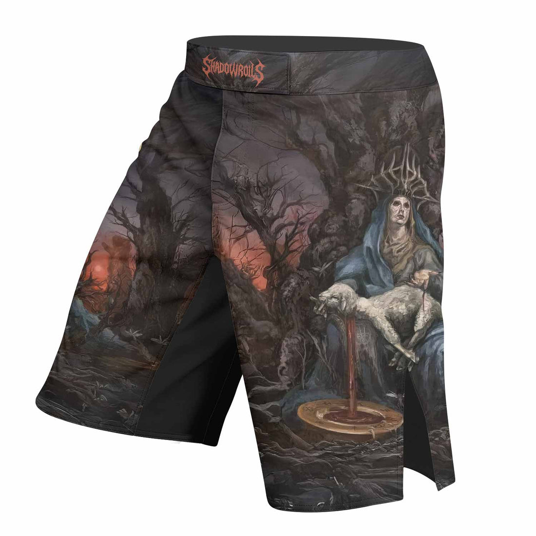 Shadow Throne Fight Shorts - right side mockup