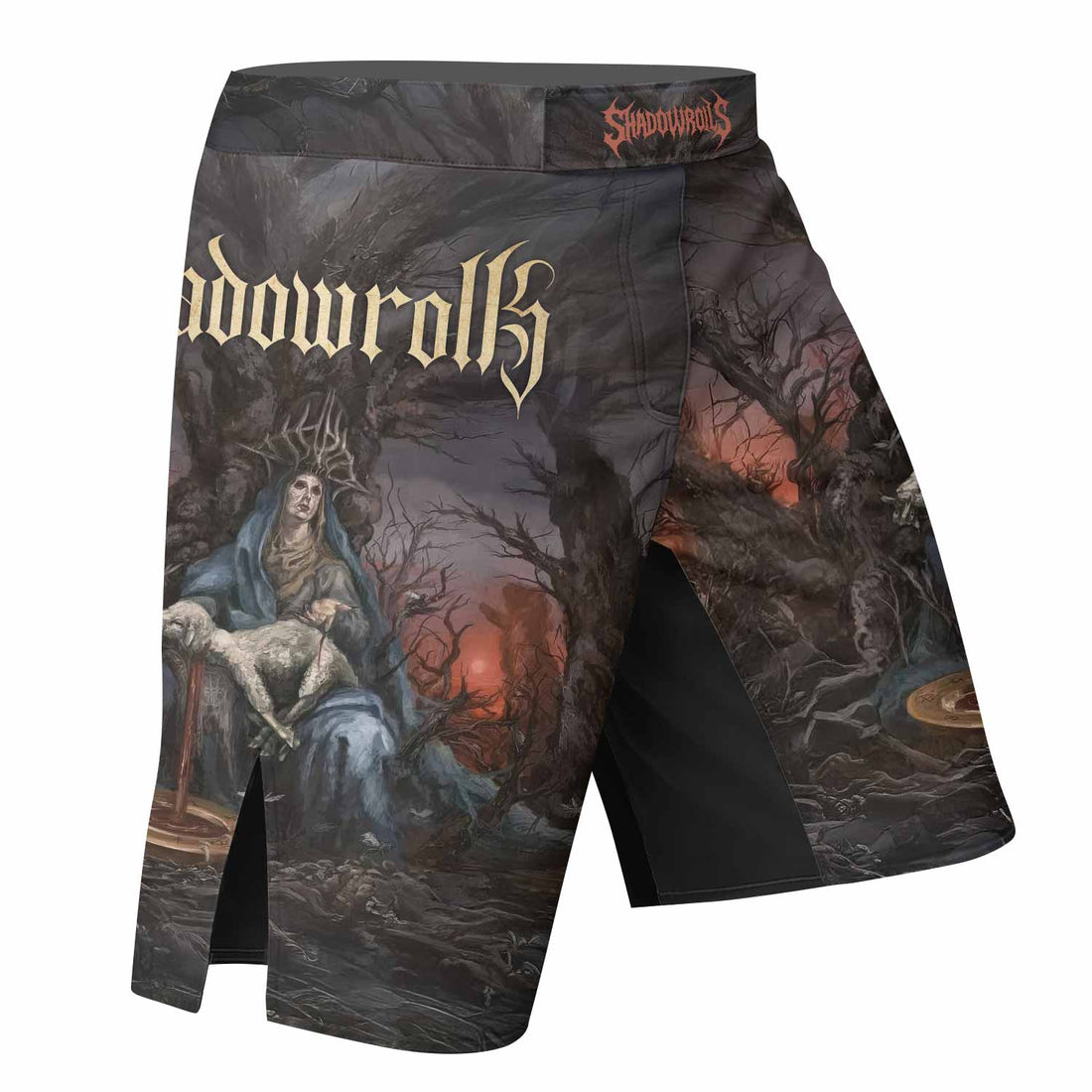Shadow Throne Fight Shorts - right side mockup