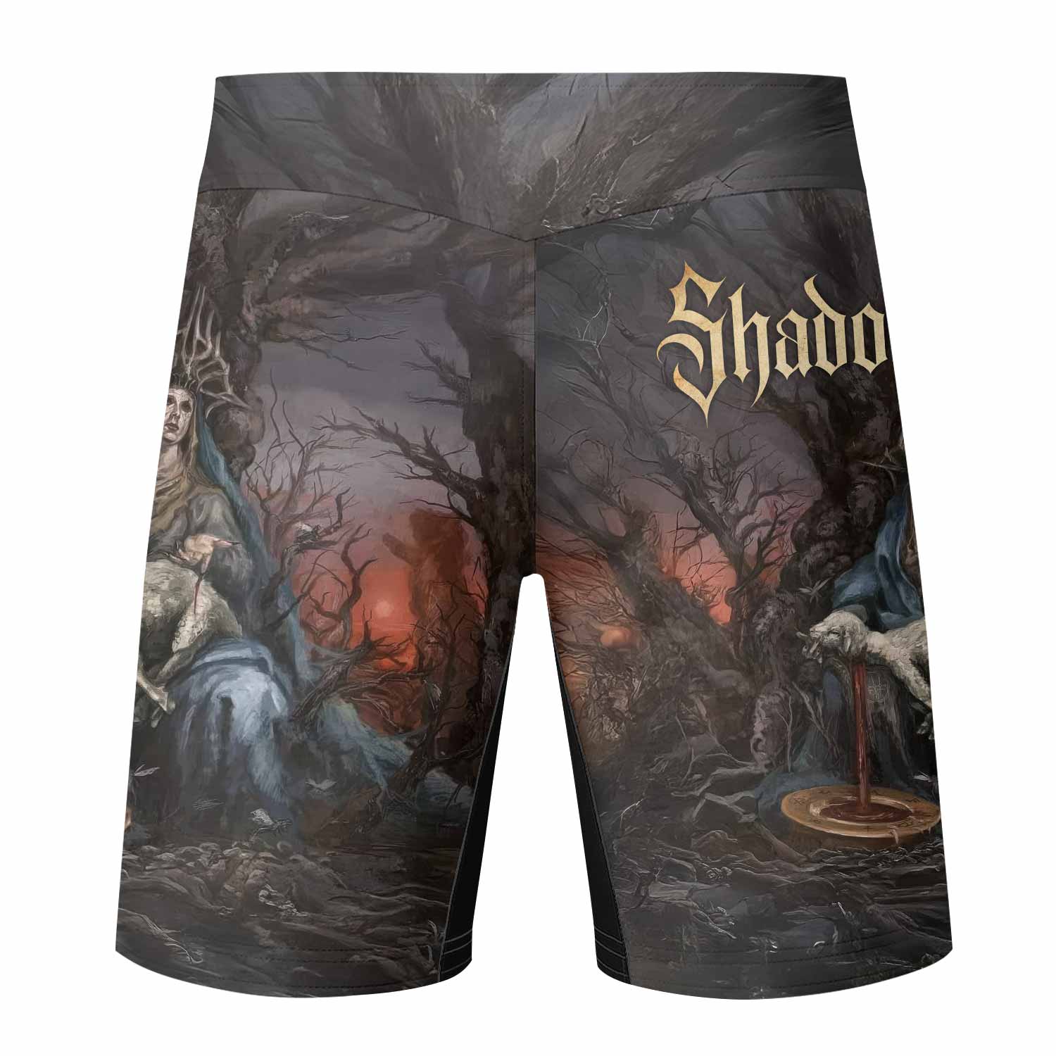 Shadow Throne Fight Shorts - back view mockup