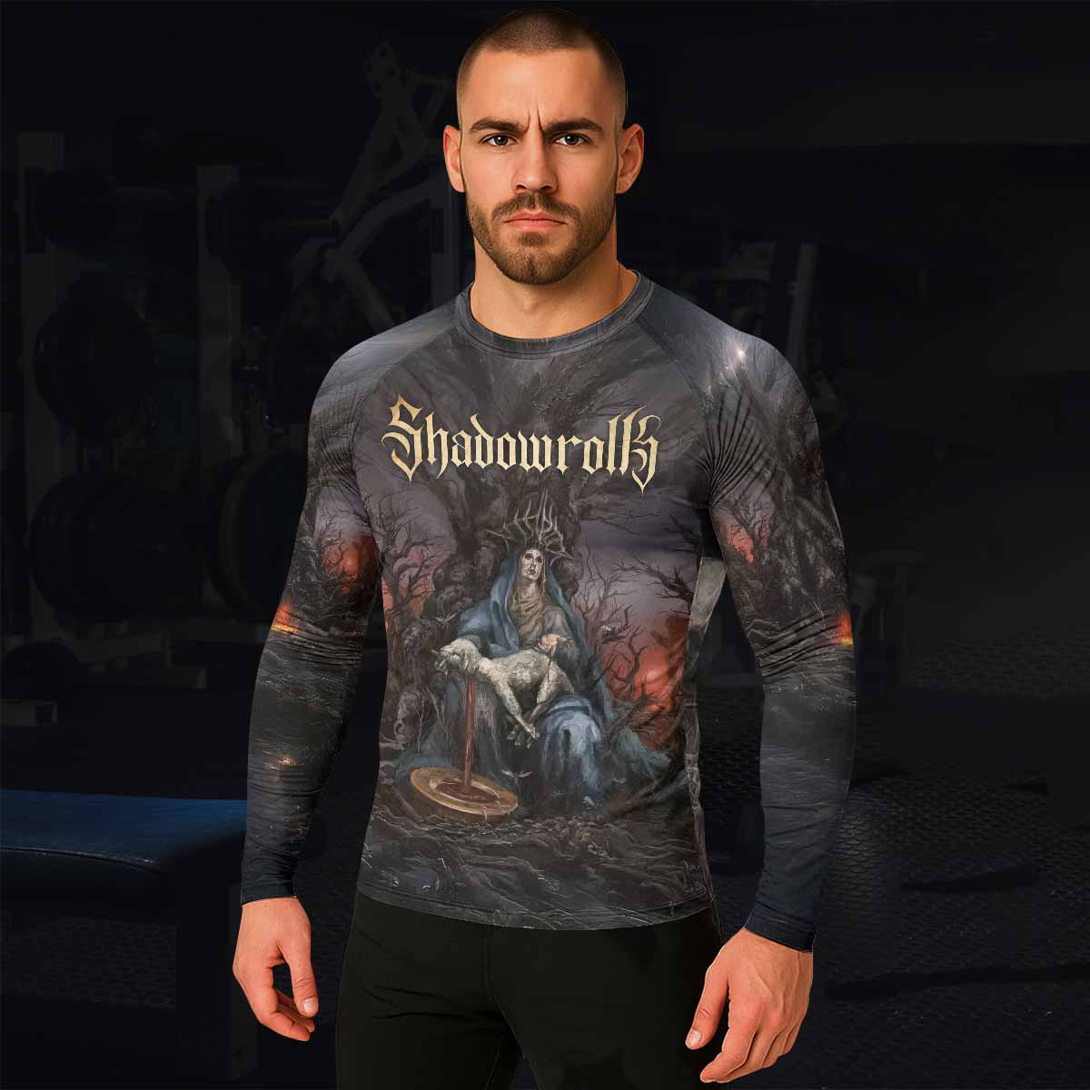 Shadow Throne Men's Rash Guard Long Sleeve - lifestyle view