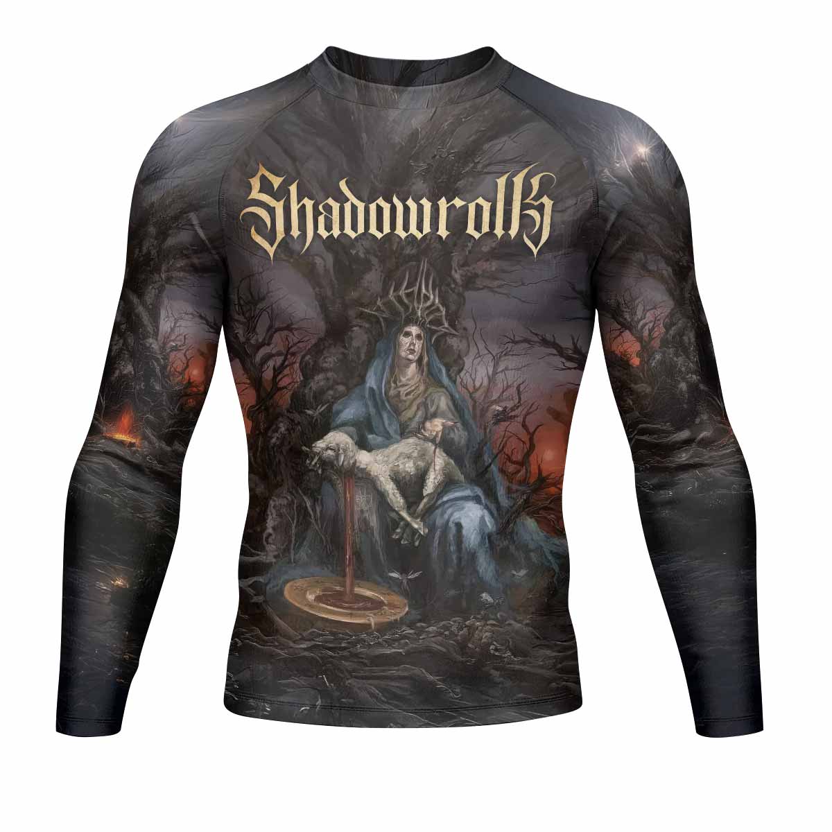 Shadow Throne Men's Rash Guard Long Sleeve - front view mockup 