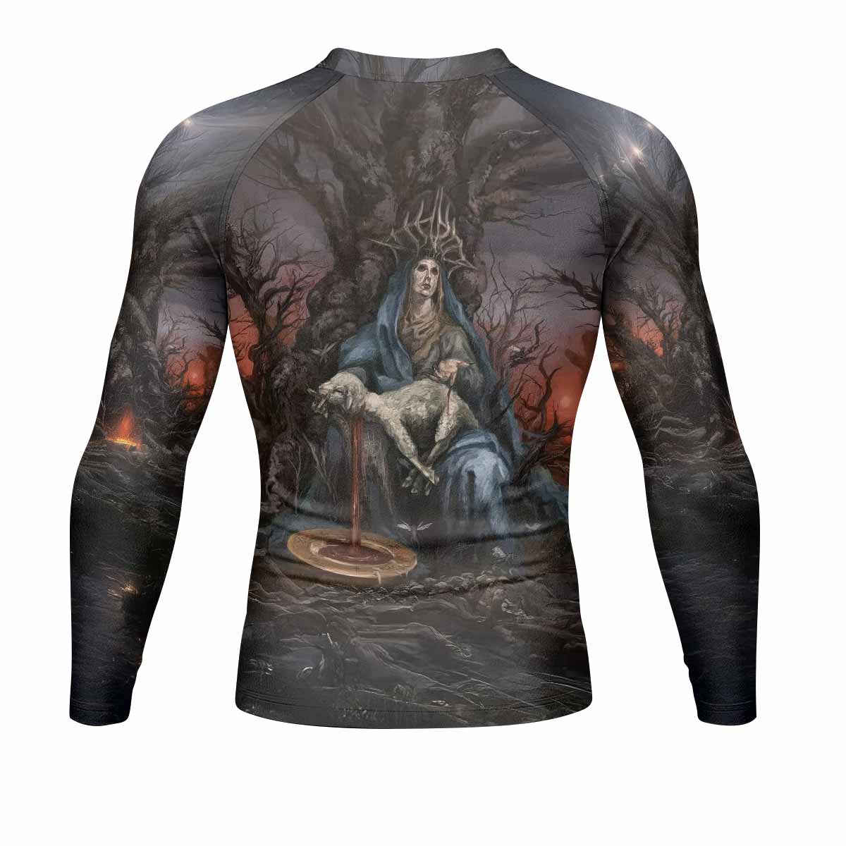 Shadow Throne Men's Rash Guard Long Sleeve - back view mockup 