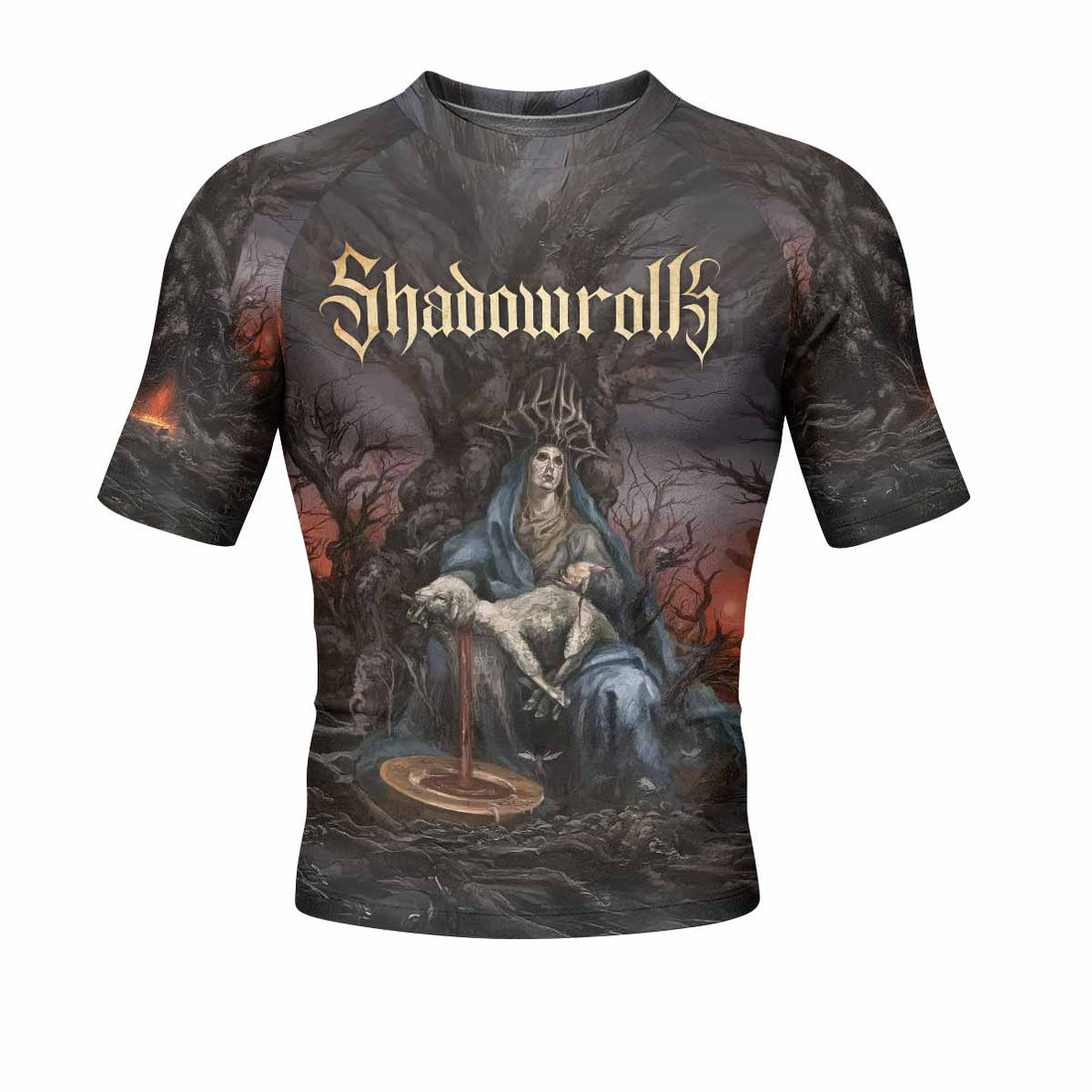 Shadow Throne Men's Rash Guard Short Sleeve - front and back view