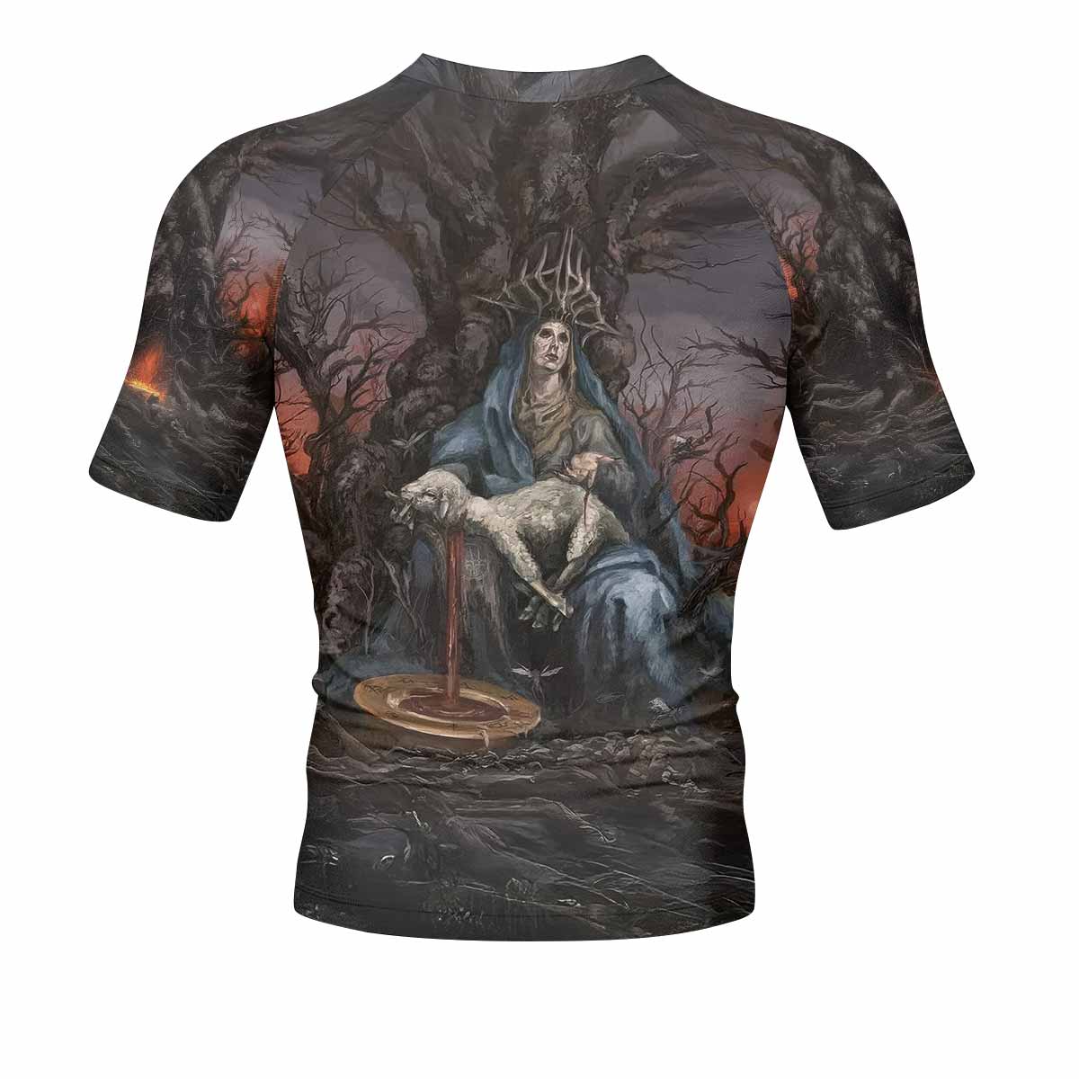 Shadow Throne Men's Rash Guard Short Sleeve - back view mockup 