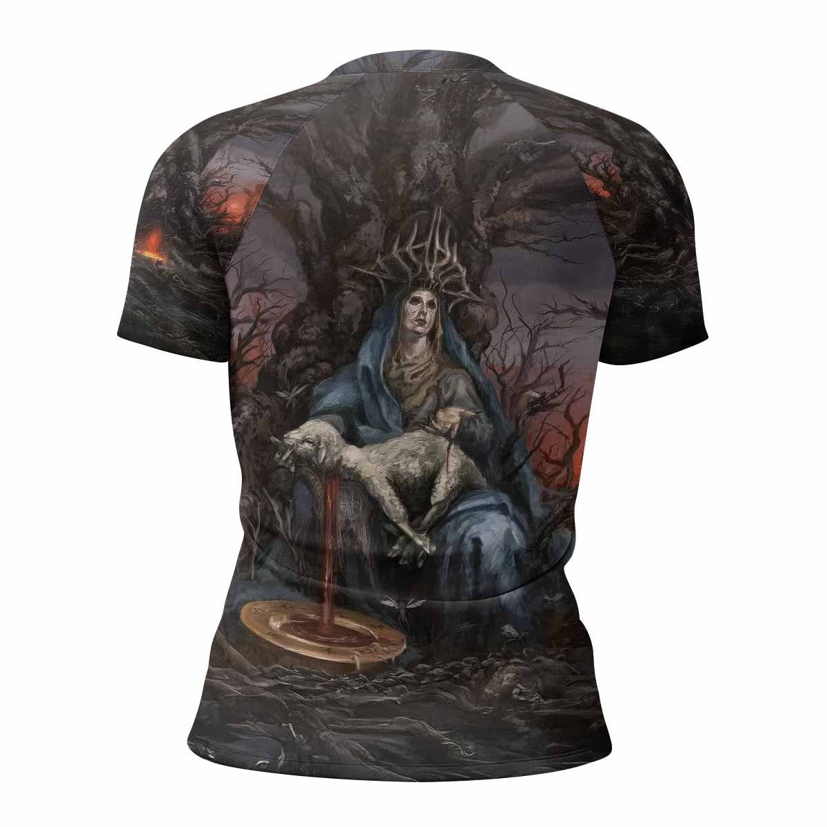 Shadow Throne Women's Rash Guard Short Sleeve - back view mockup 