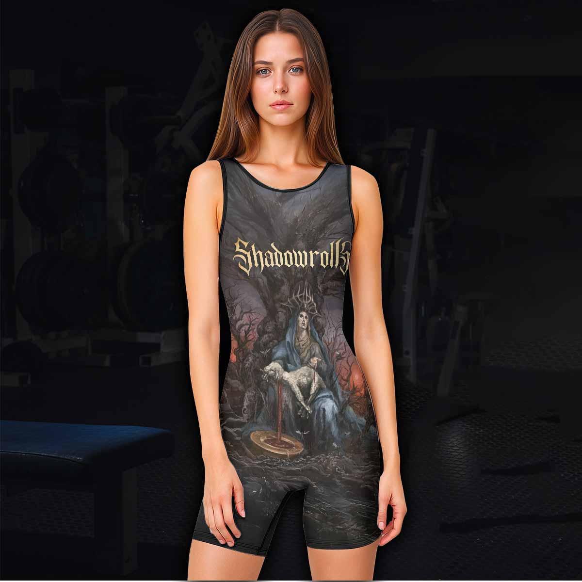 Shadow Throne Wrestling Singlet - women's lifestyle view