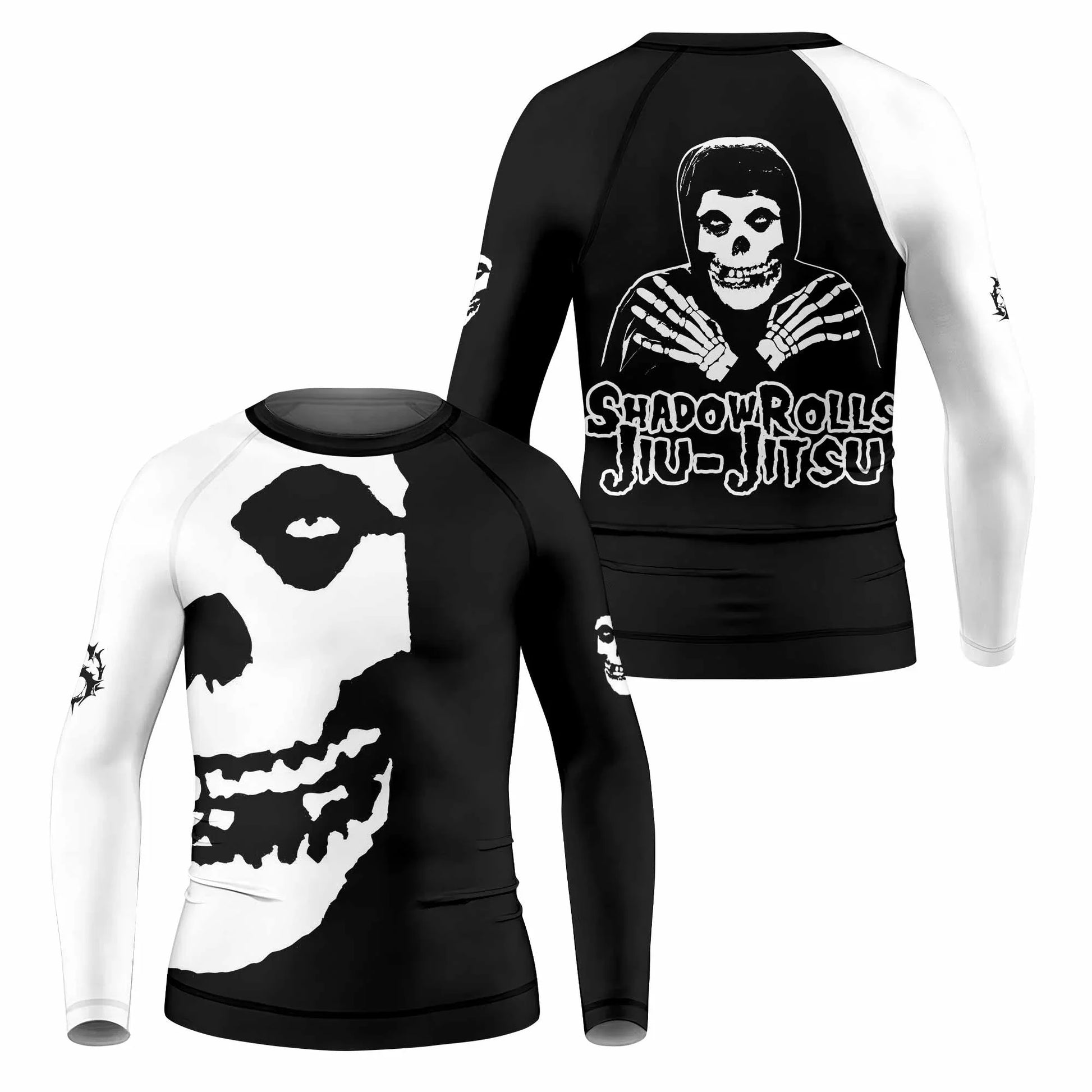 Shadowrolls Jiu-Jitsu Misfits Kids Rash Guard Long Sleeve - front and back view