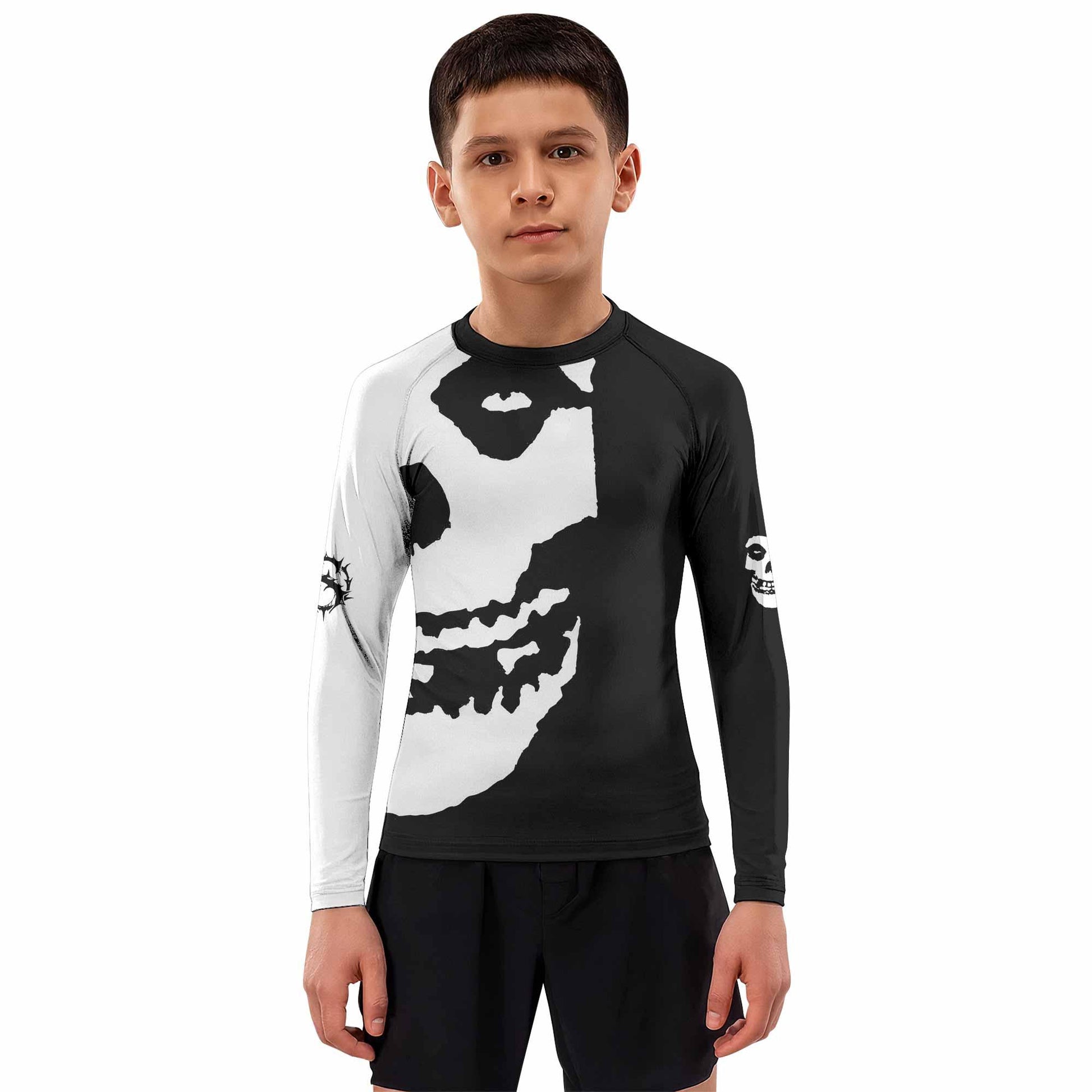 Shadowrolls Jiu-Jitsu Misfits Kids Rash Guard Long Sleeve - boy's lifestyle view
