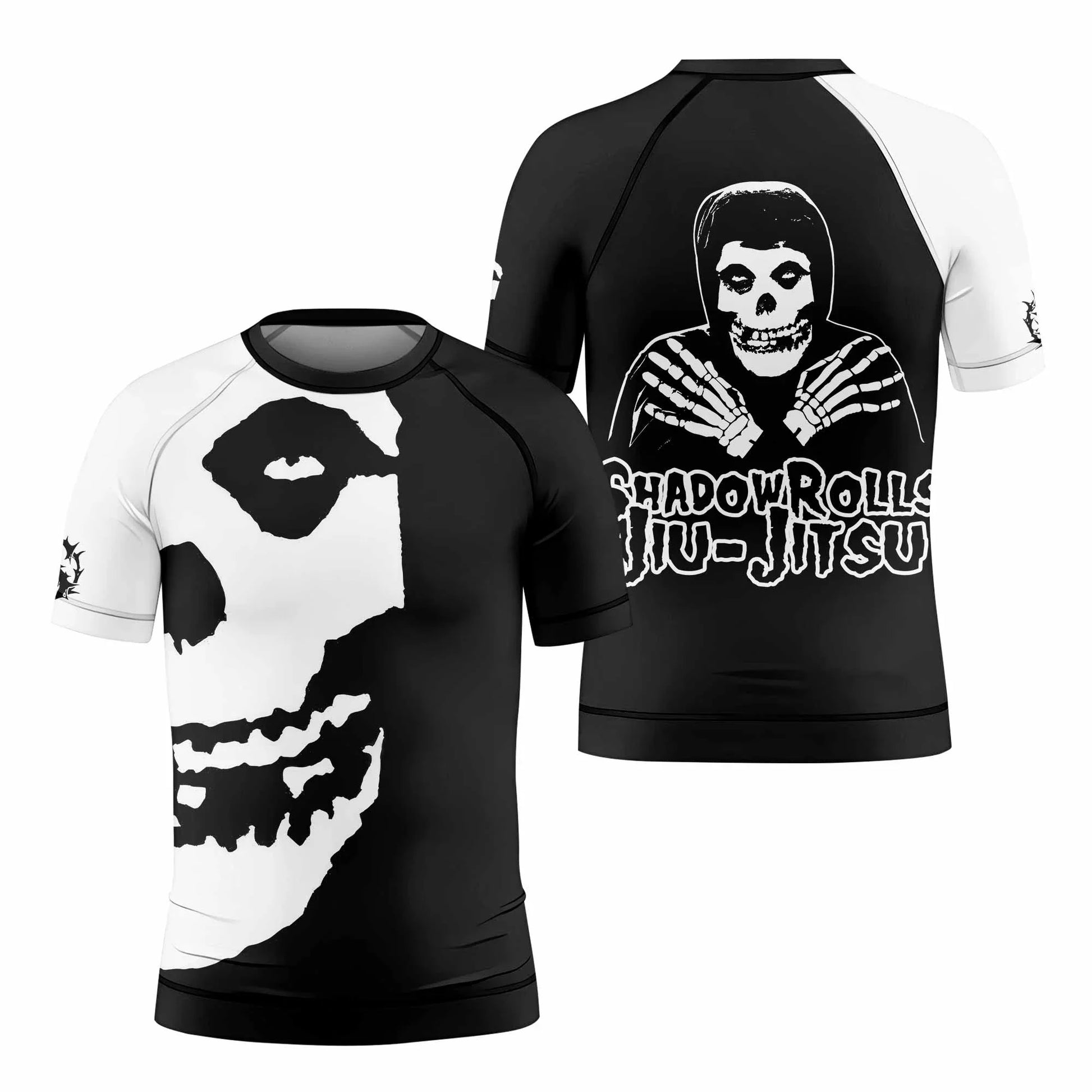 Shadowrolls Jiu-Jitsu Misfits Kids Rash Guard Short Sleeve - front and back view