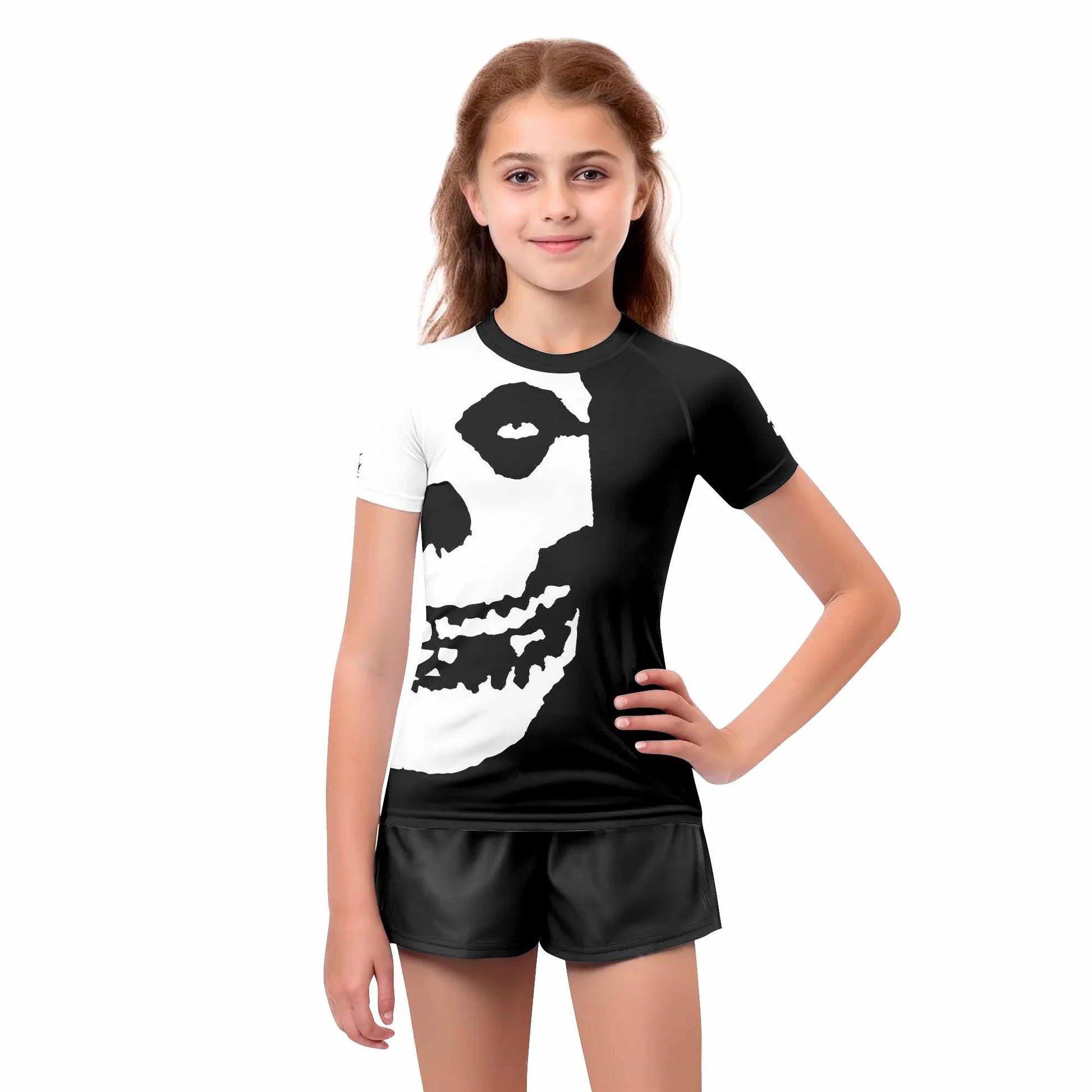 Shadowrolls Jiu-Jitsu Misfits Kids Rash Guard Short Sleeve - girl's lifestyle view