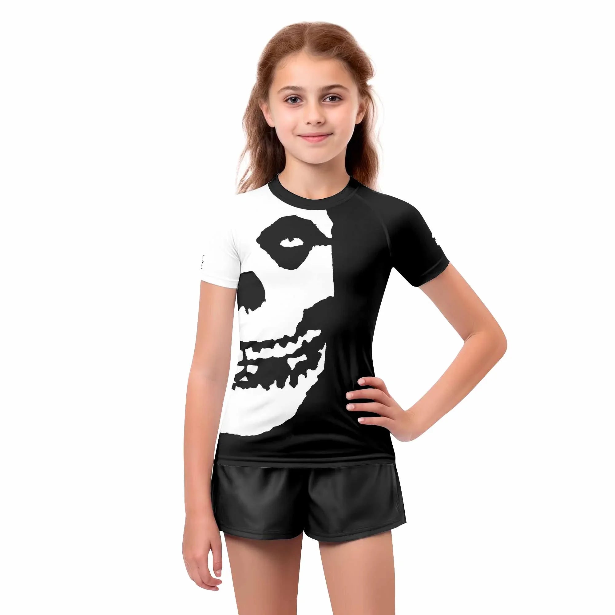 Shadowrolls Jiu-Jitsu Misfits Kids Rash Guard Short Sleeve - girl's lifestyle view