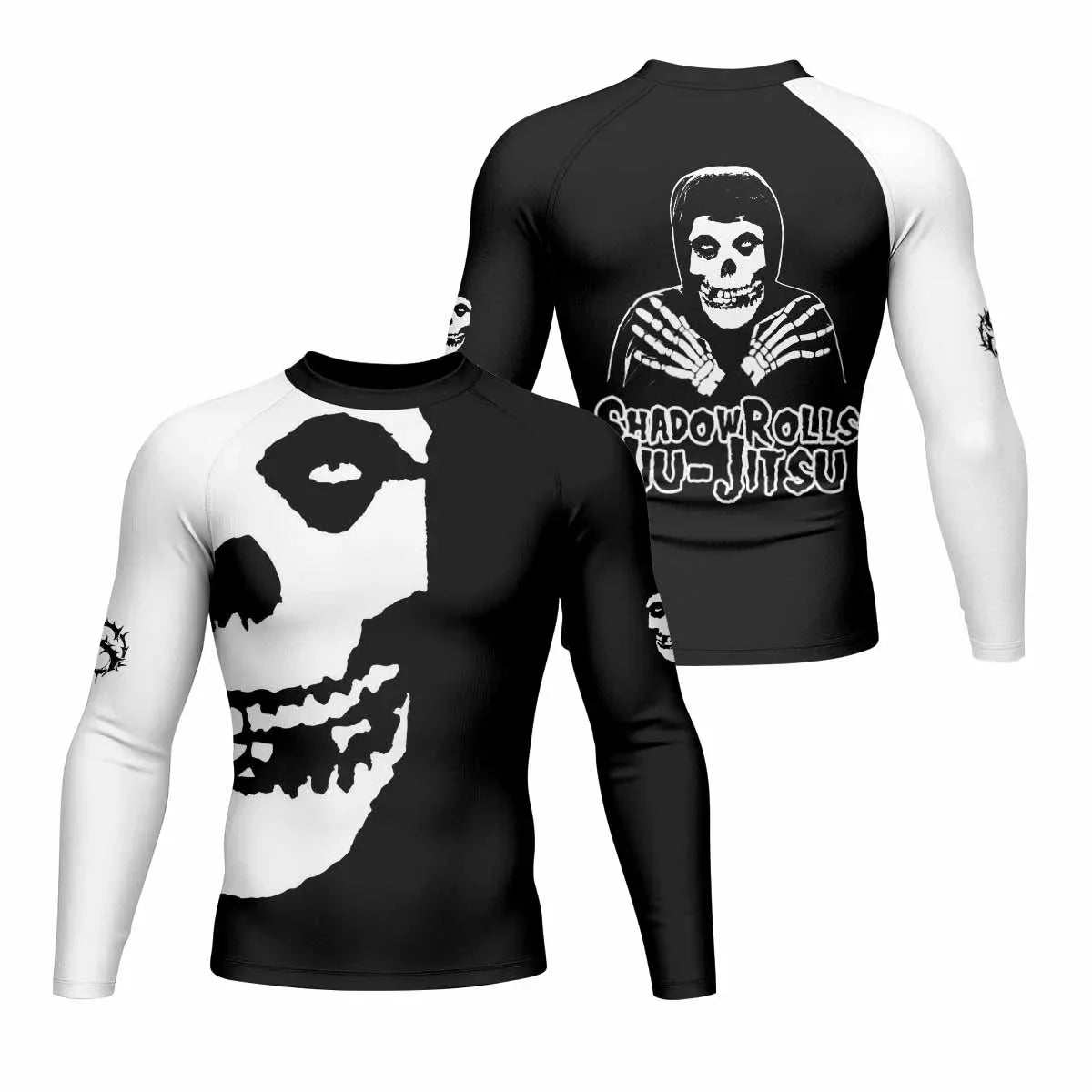 Shadowrolls Jiu-Jitsu Misfits Men's Rash Guard Long Sleeve - front and back view